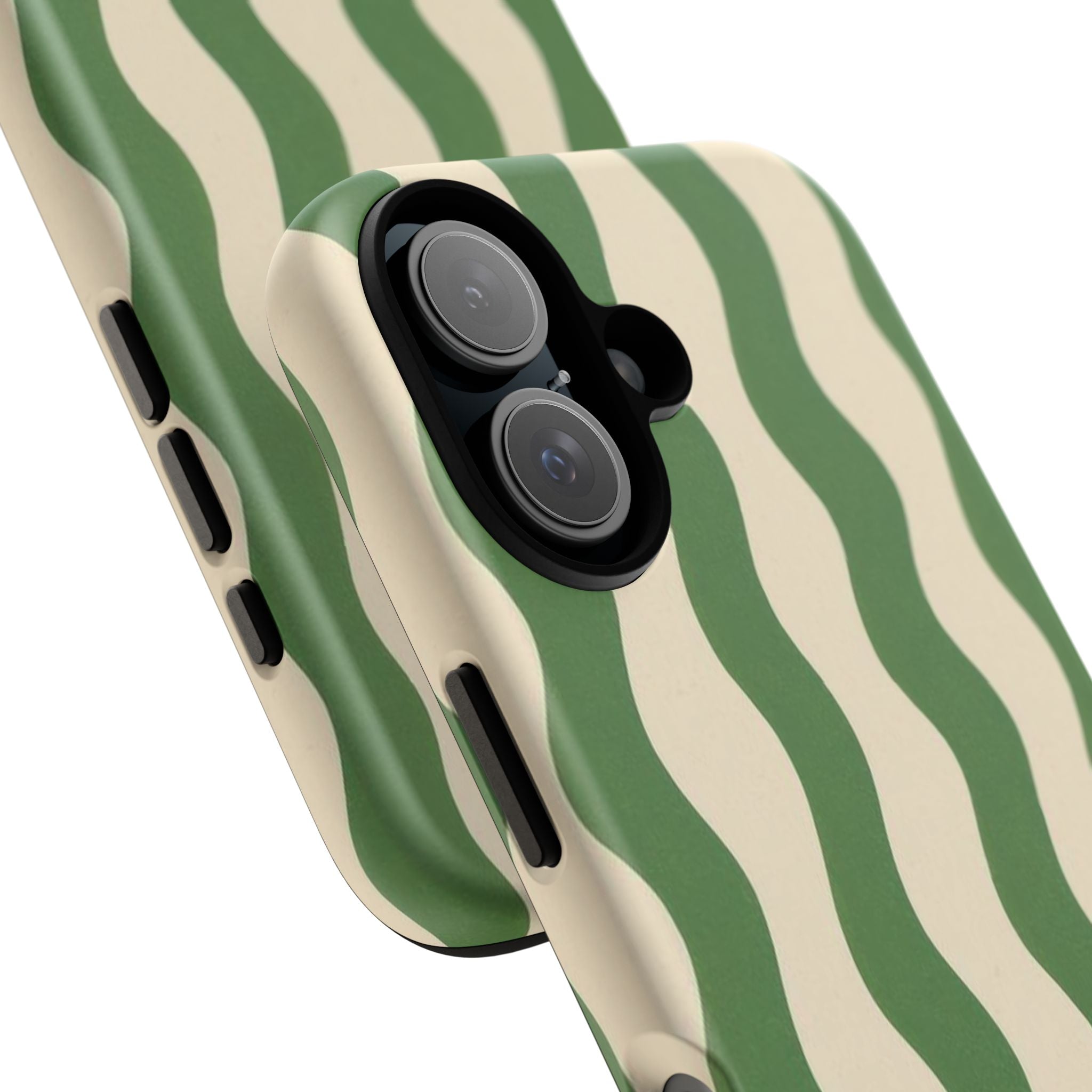 Wavy Green Stripe Phone Case — Retro Minimalist Tough Case
