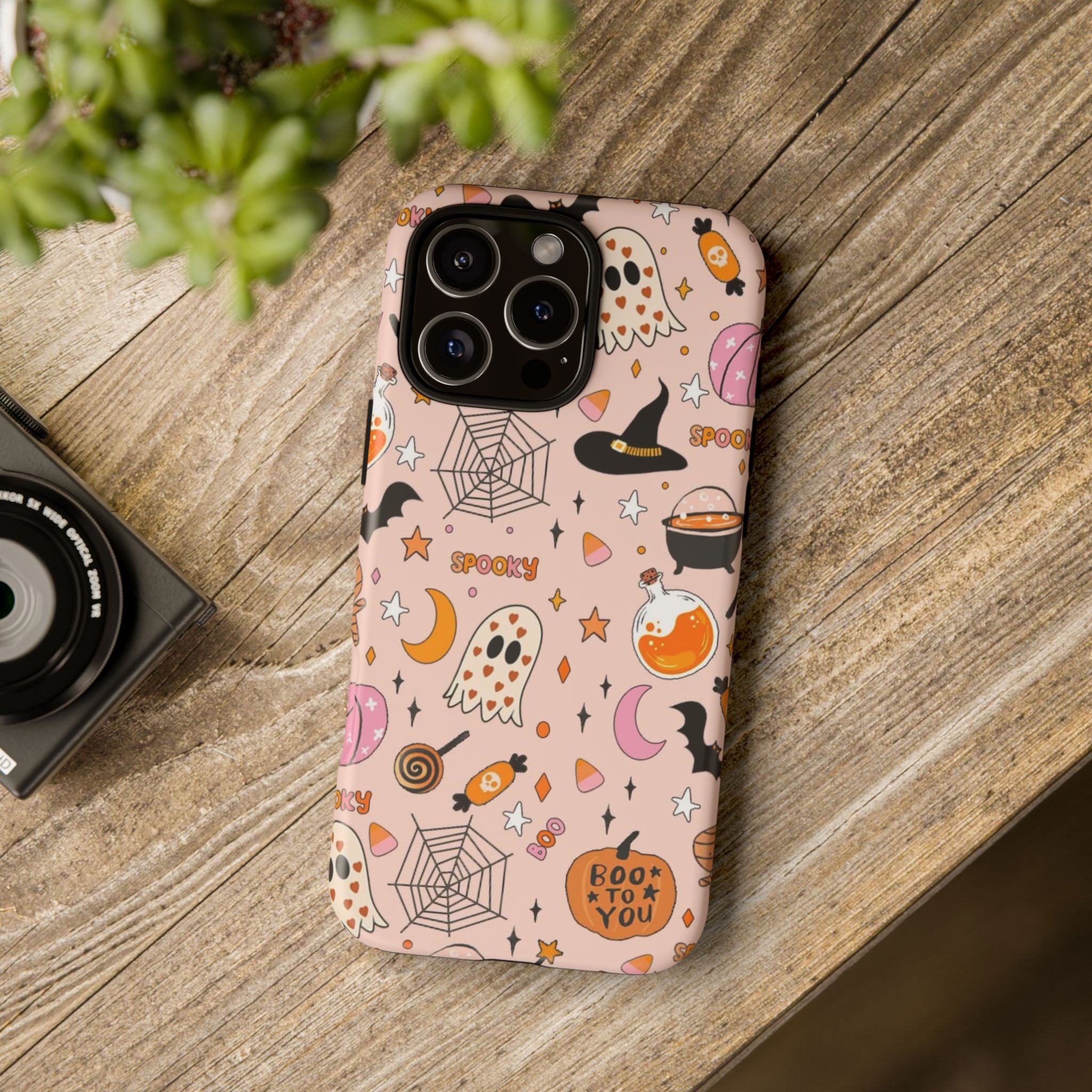 Spooky Halloween — Pink Ghosts, Witches, Candy & "Boo to You" Design