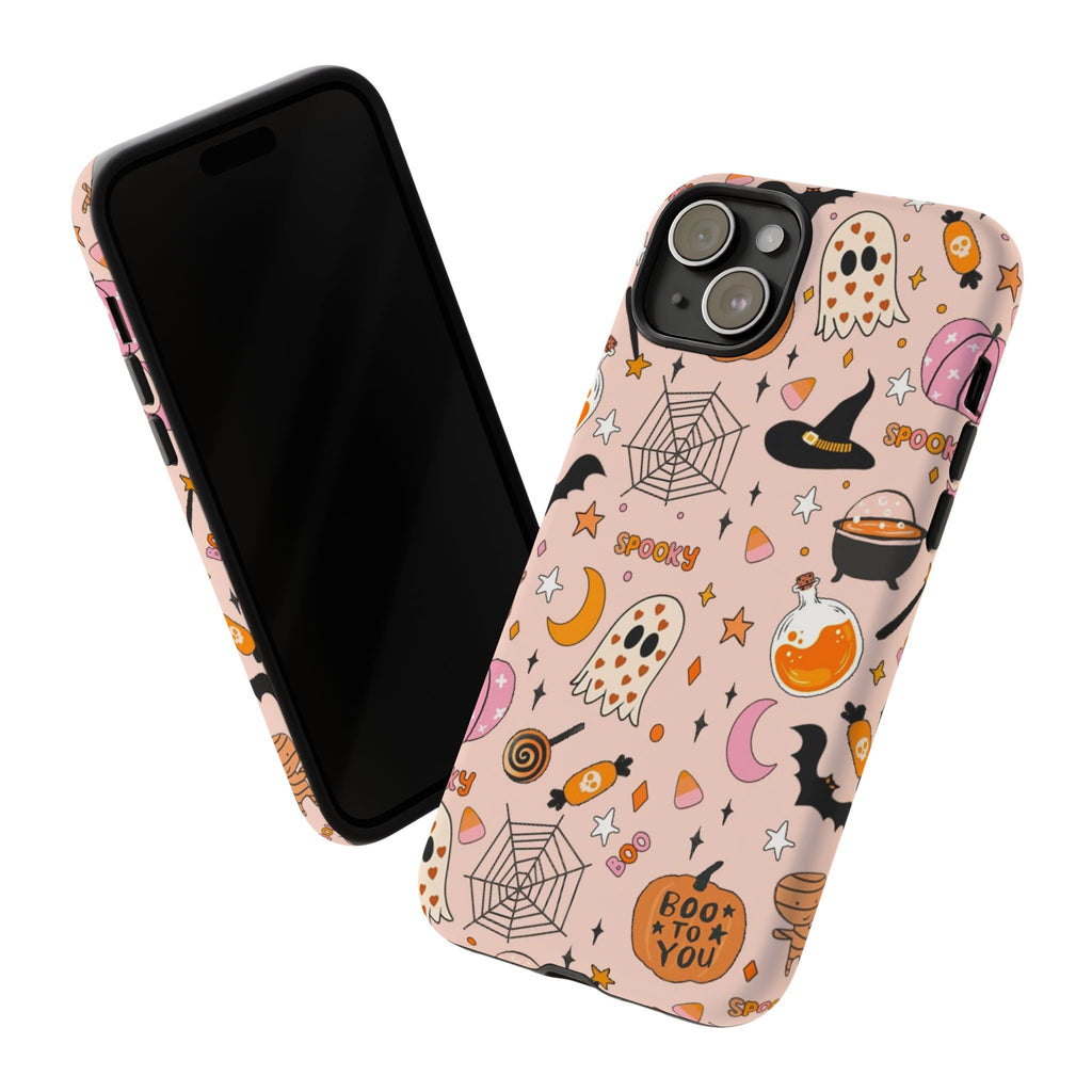 Spooky Halloween — Pink Ghosts, Witches, Candy & "Boo to You" Design