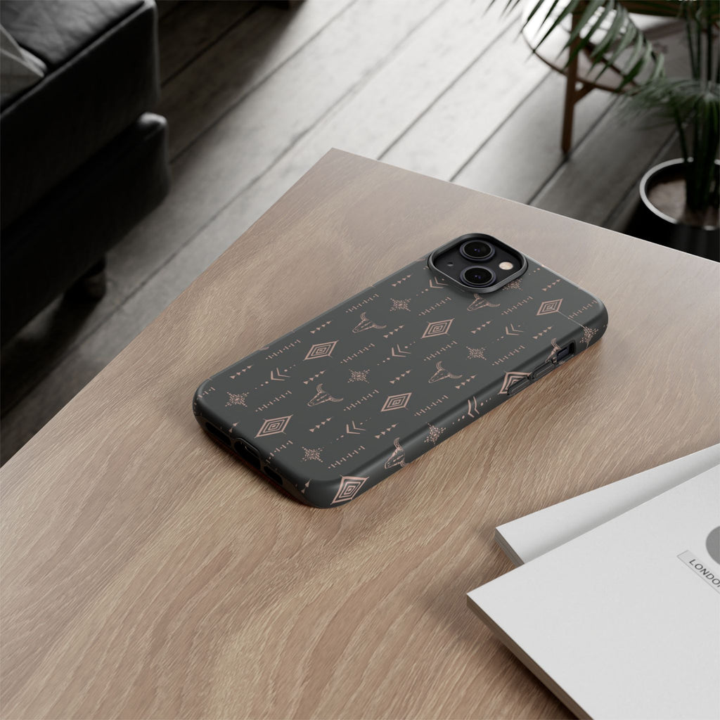 Western Diamond Bull Tough Phone Case — Protective Southwestern Pattern