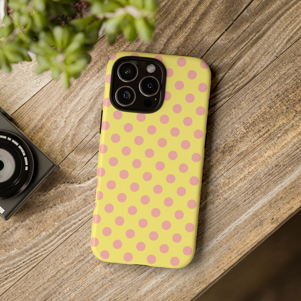 Yellow Polka Dot Phone Case — Cute Pink Dot Tough Case