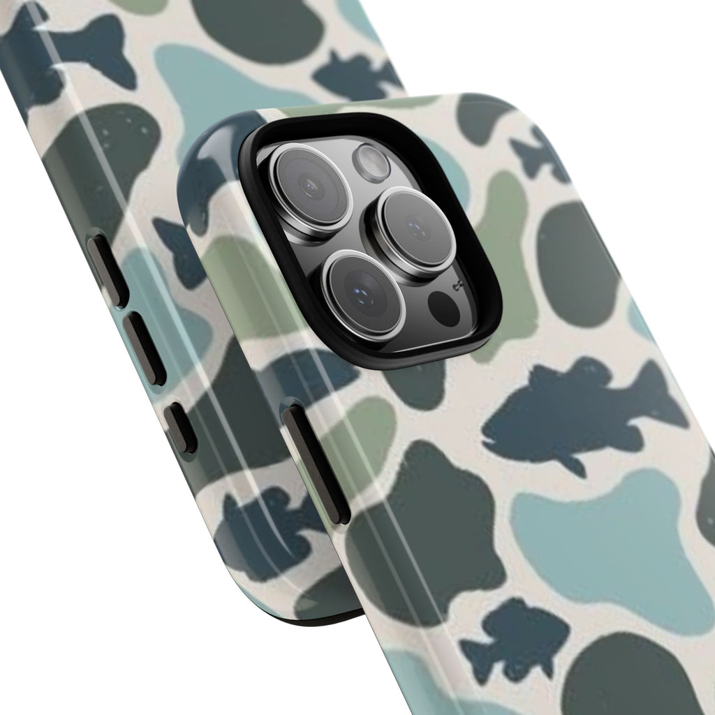 Camouflage Fish Tough Phone Case — Waterproof Blue-Green Camo iPhone Cover