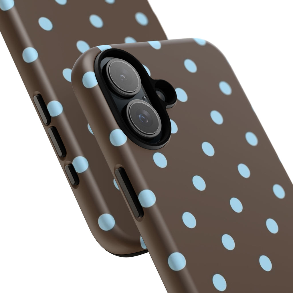 Brown Polka Dot Phone Case — Blue Dot Protective Tough Case