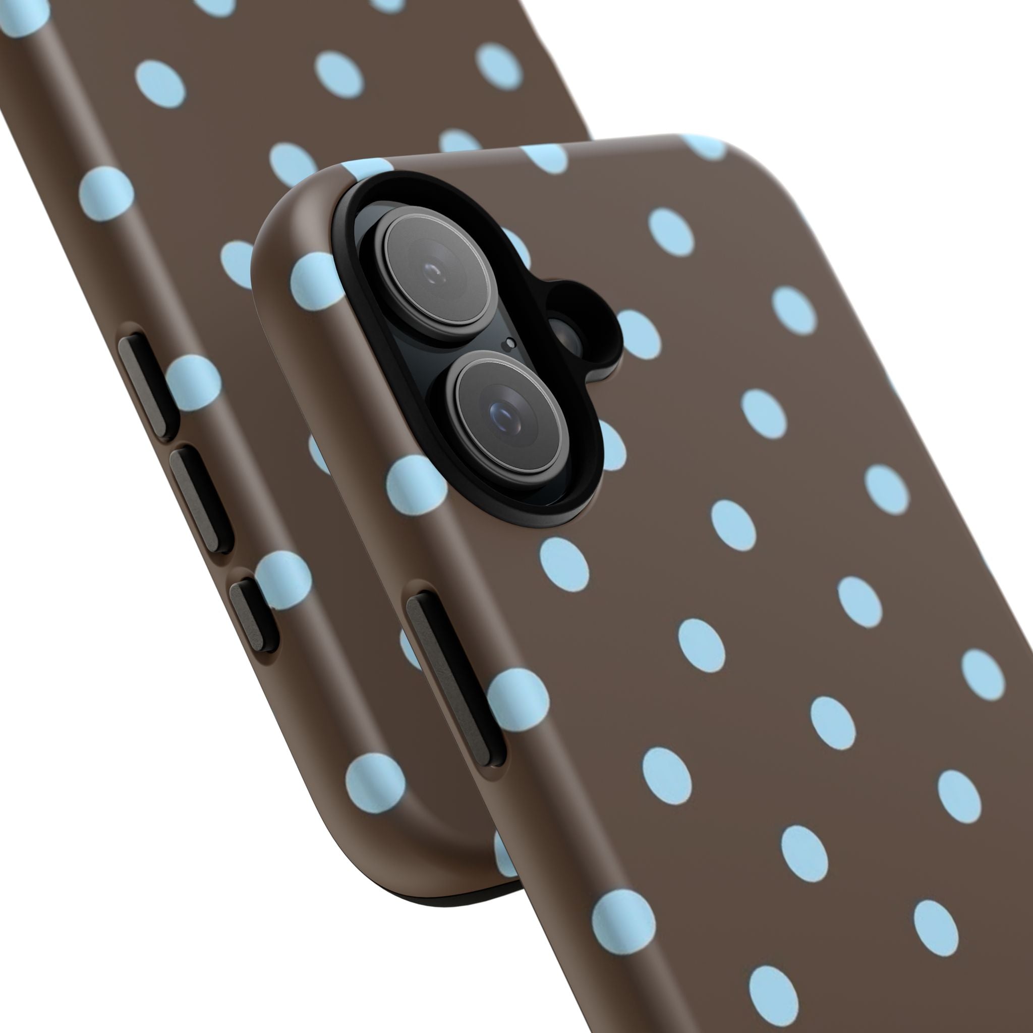 Brown Polka Dot Phone Case — Blue Dot Protective Tough Case