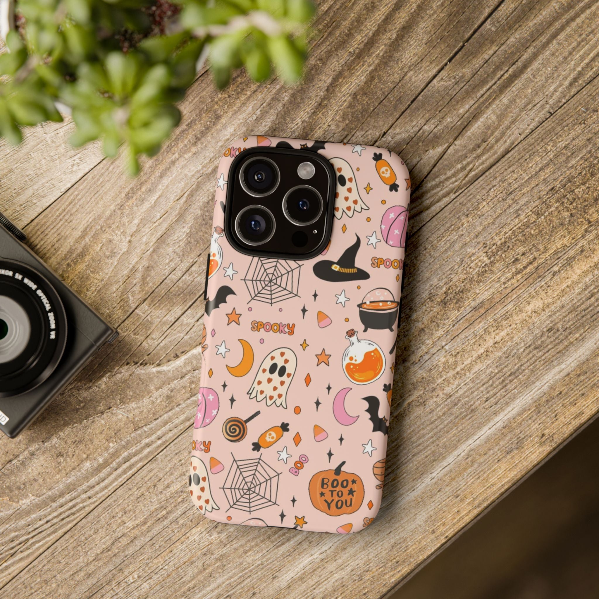 Spooky Halloween — Pink Ghosts, Witches, Candy & "Boo to You" Design