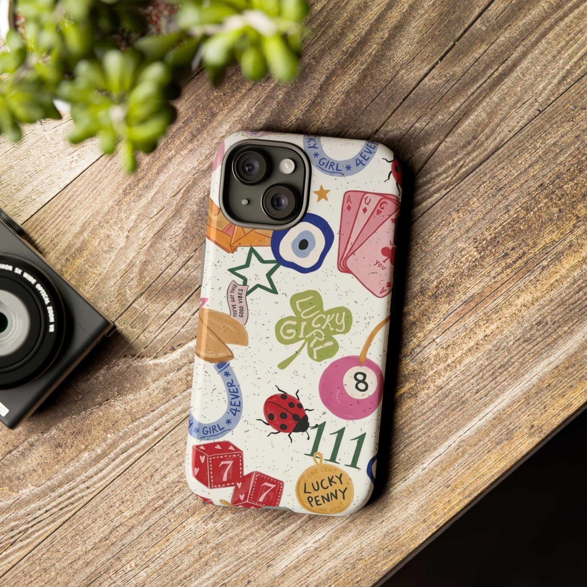 Lucky Charm Phone Case — 'Lucky Girl' Sticker Collage Design