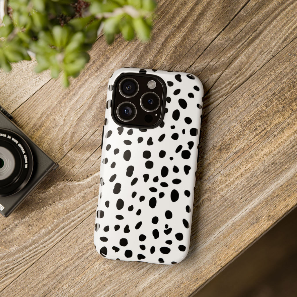 Dalmatian Spot Tough Phone Case — Black & White Protective Cover