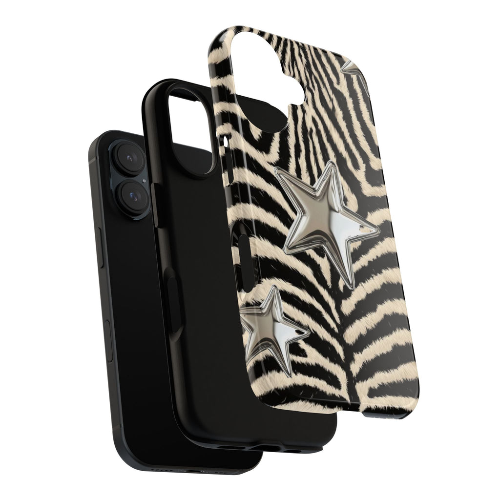Zebra Print with Metallic Stars – Protective iPhone Cover