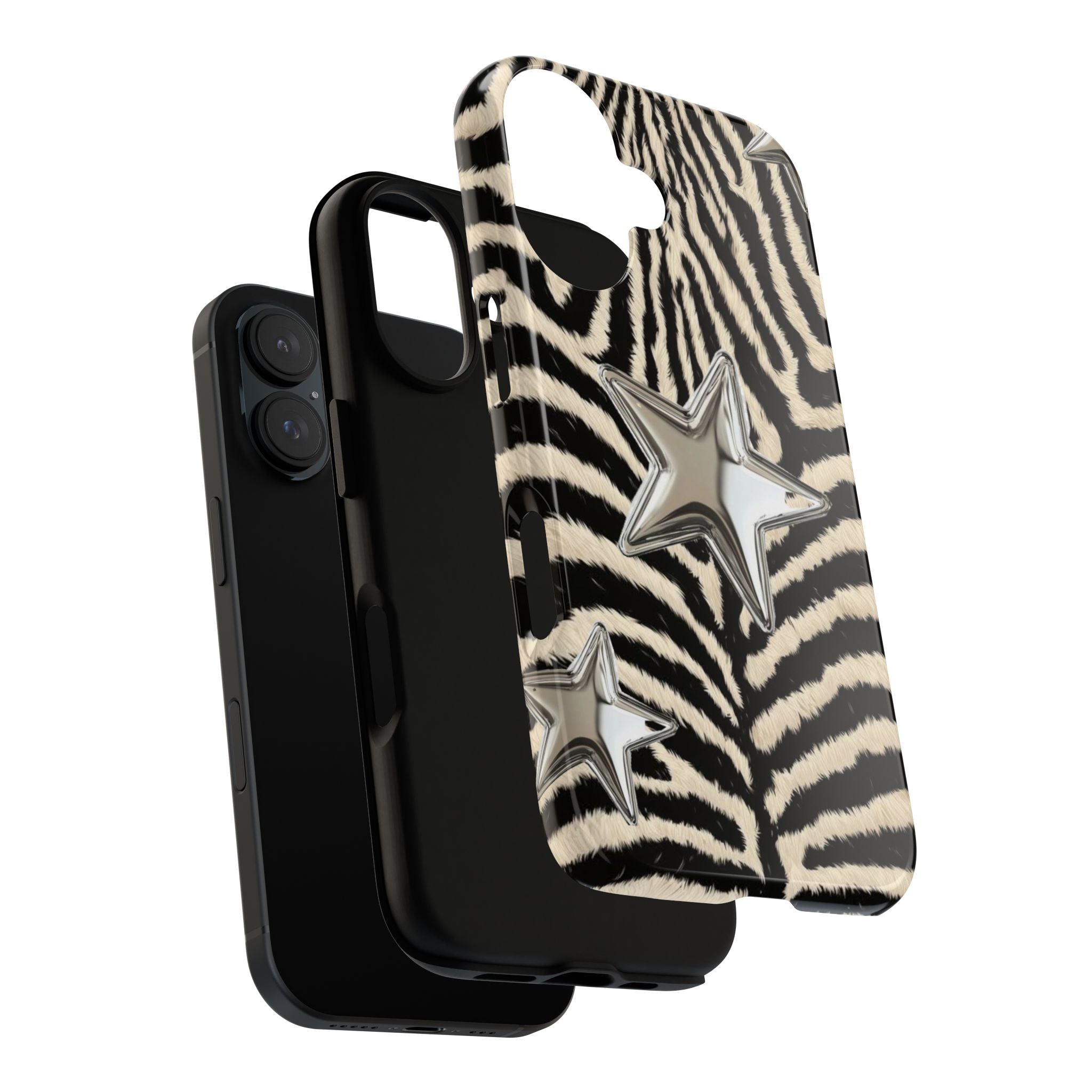 Zebra Print with Metallic Stars – Protective iPhone Cover