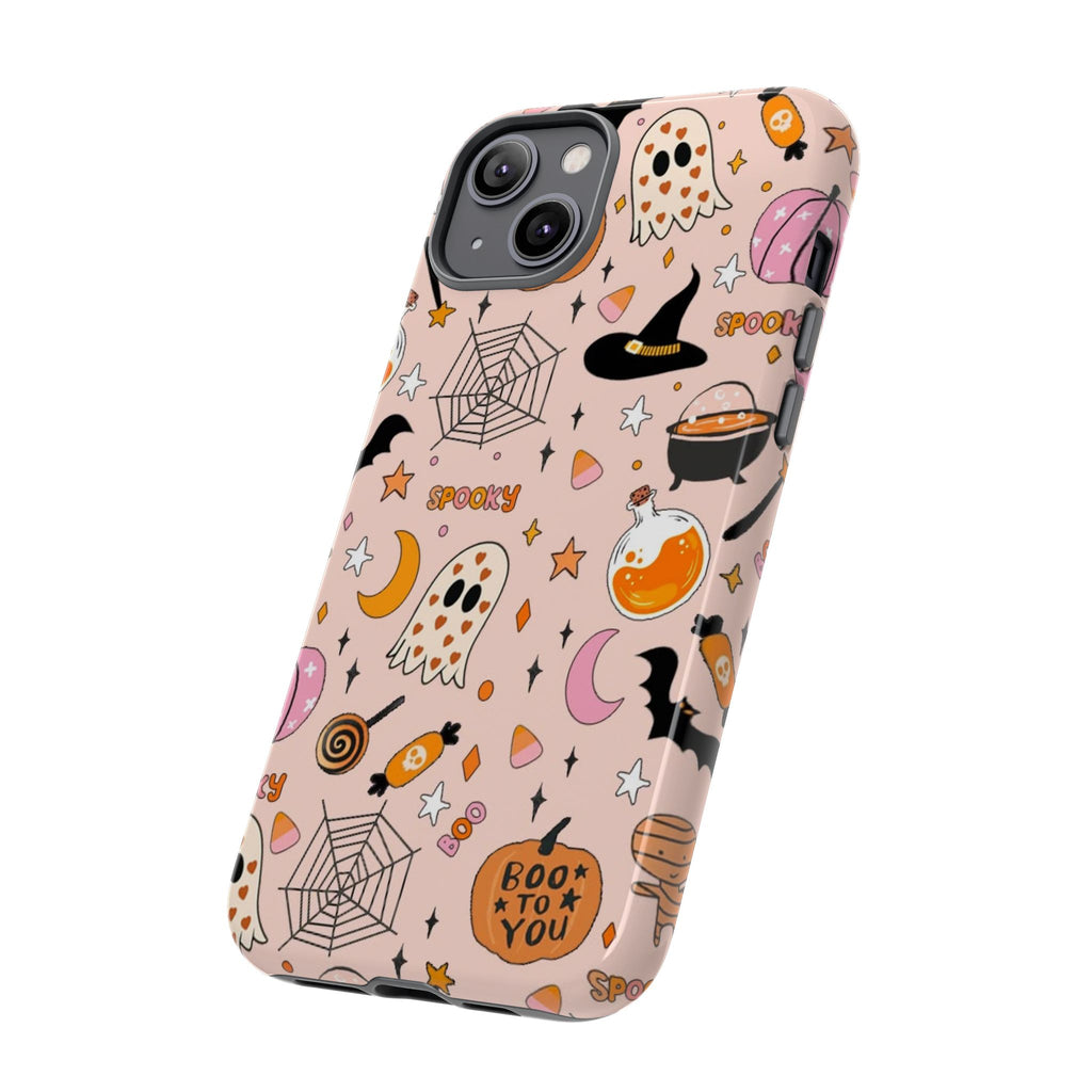 Spooky Halloween — Pink Ghosts, Witches, Candy & "Boo to You" Design