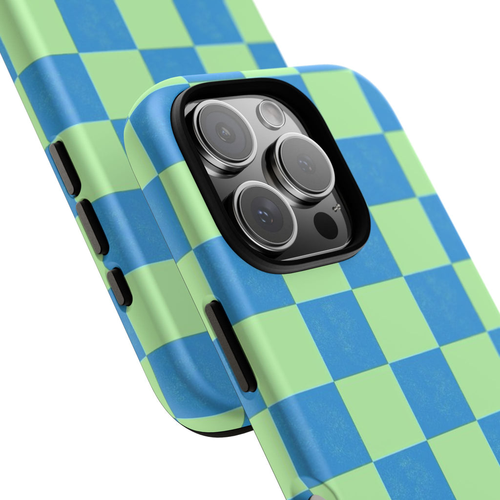 Cowgirl Blue Checkers — Retro Checkered Tough Phone Cover