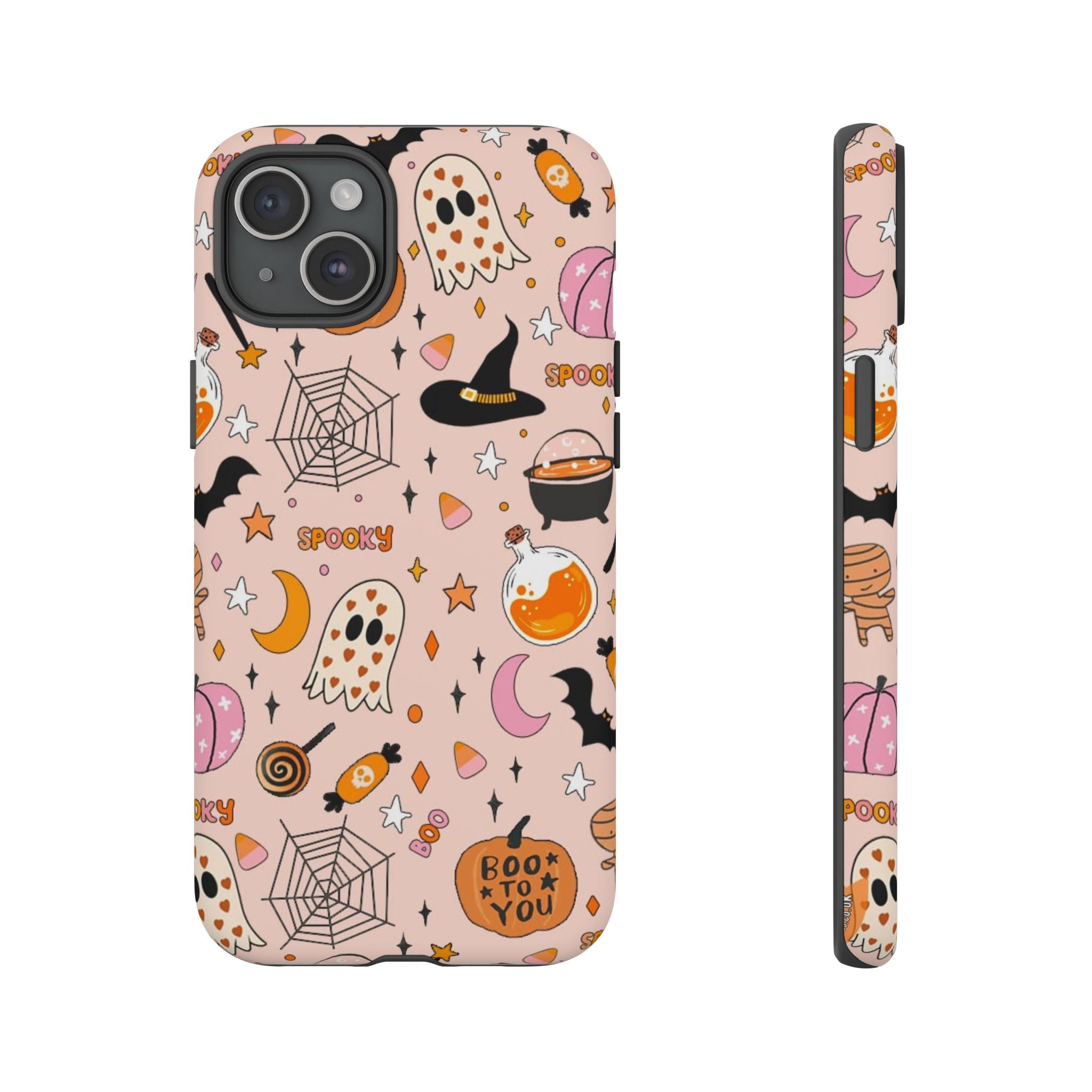 Spooky Halloween — Pink Ghosts, Witches, Candy & "Boo to You" Design