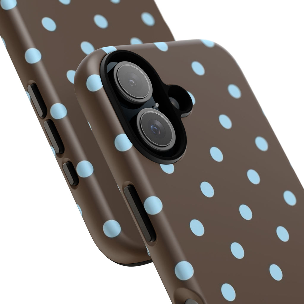 Brown Polka Dot Phone Case — Blue Dot Protective Tough Case