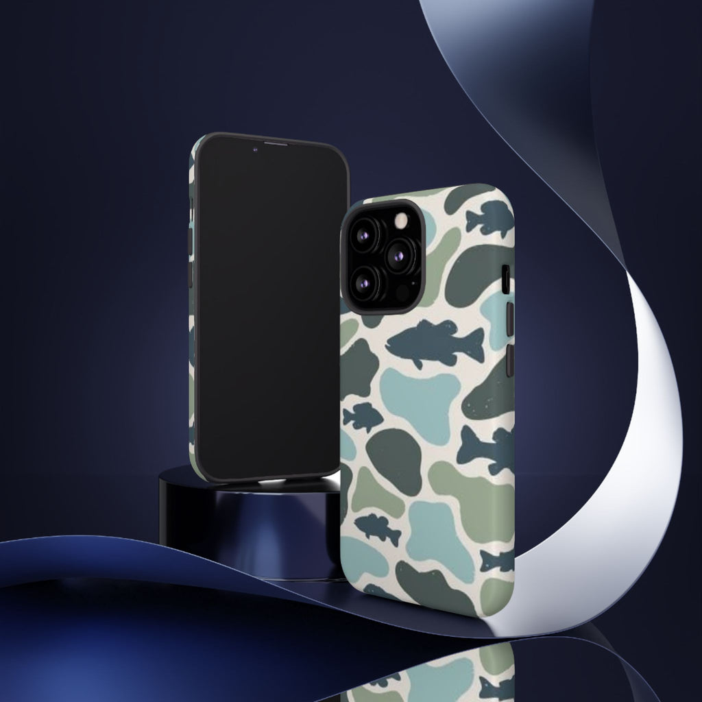 Camouflage Fish Tough Phone Case — Waterproof Blue-Green Camo iPhone Cover