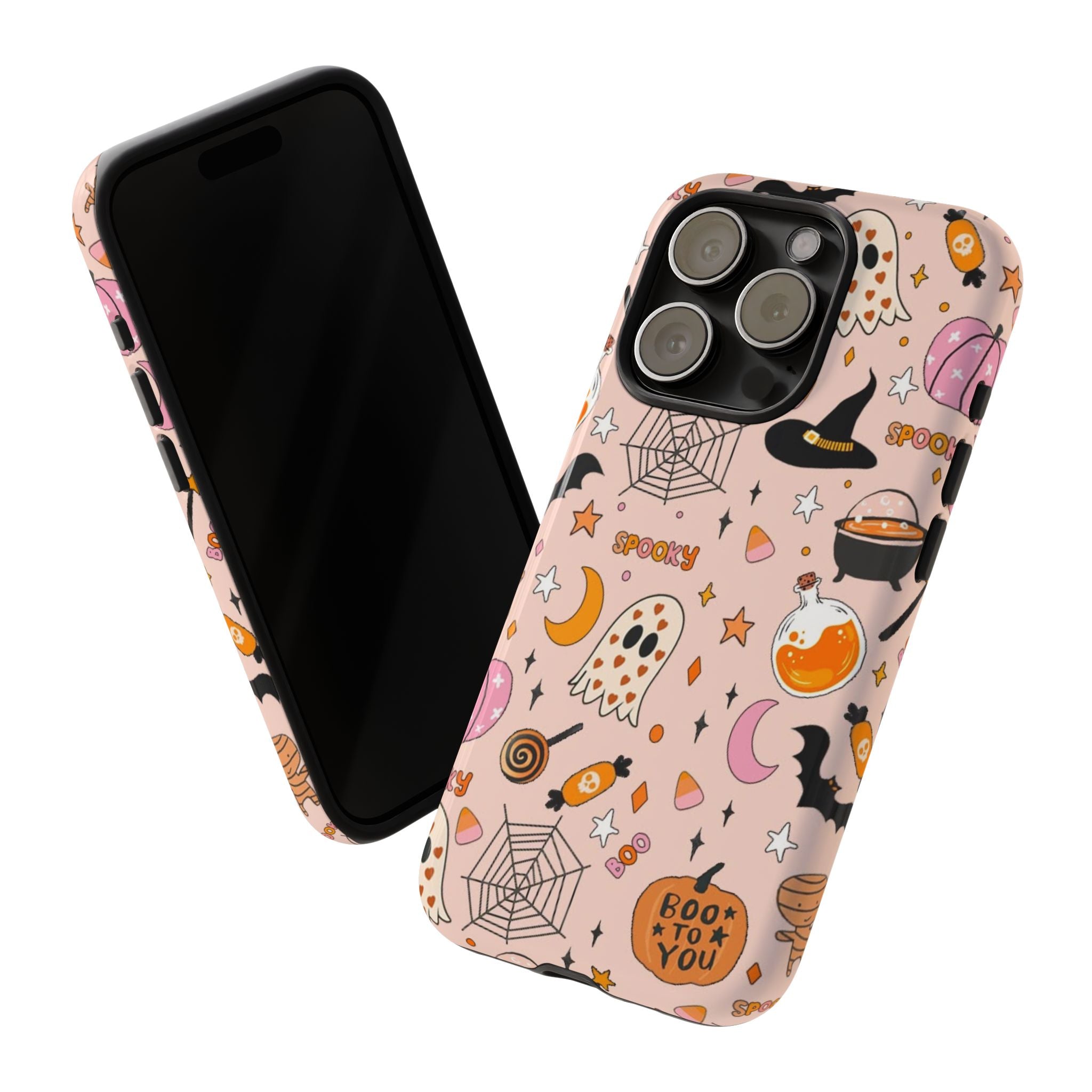 Spooky Halloween — Pink Ghosts, Witches, Candy & "Boo to You" Design