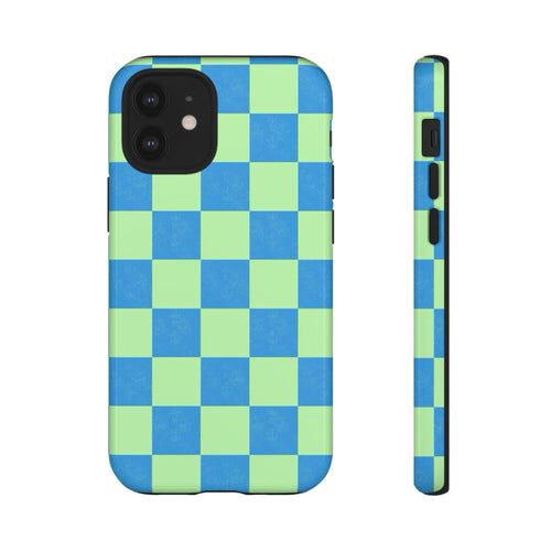 Cowgirl Blue Checkers — Retro Checkered Tough Phone Cover