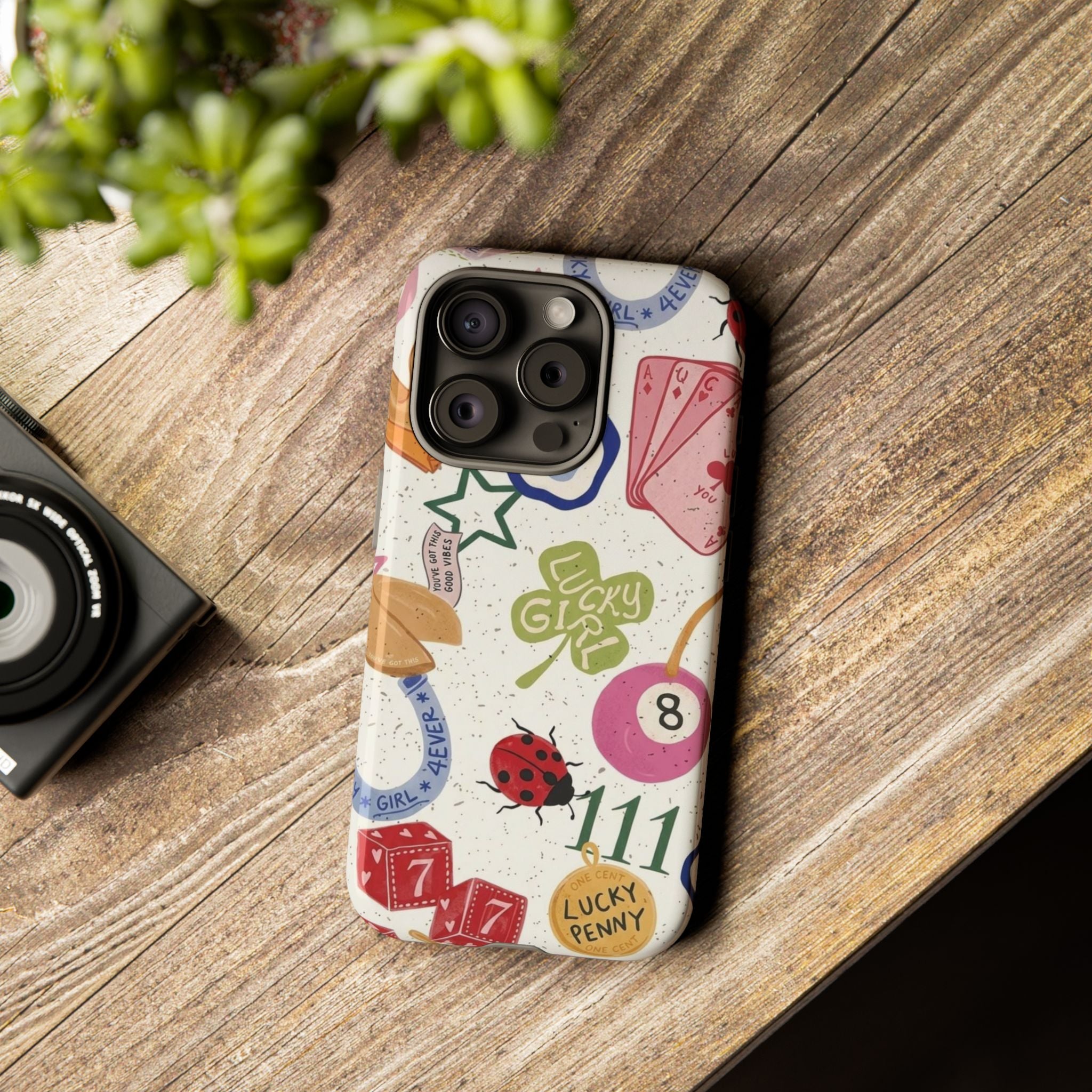 Lucky Charm Phone Case — 'Lucky Girl' Sticker Collage Design