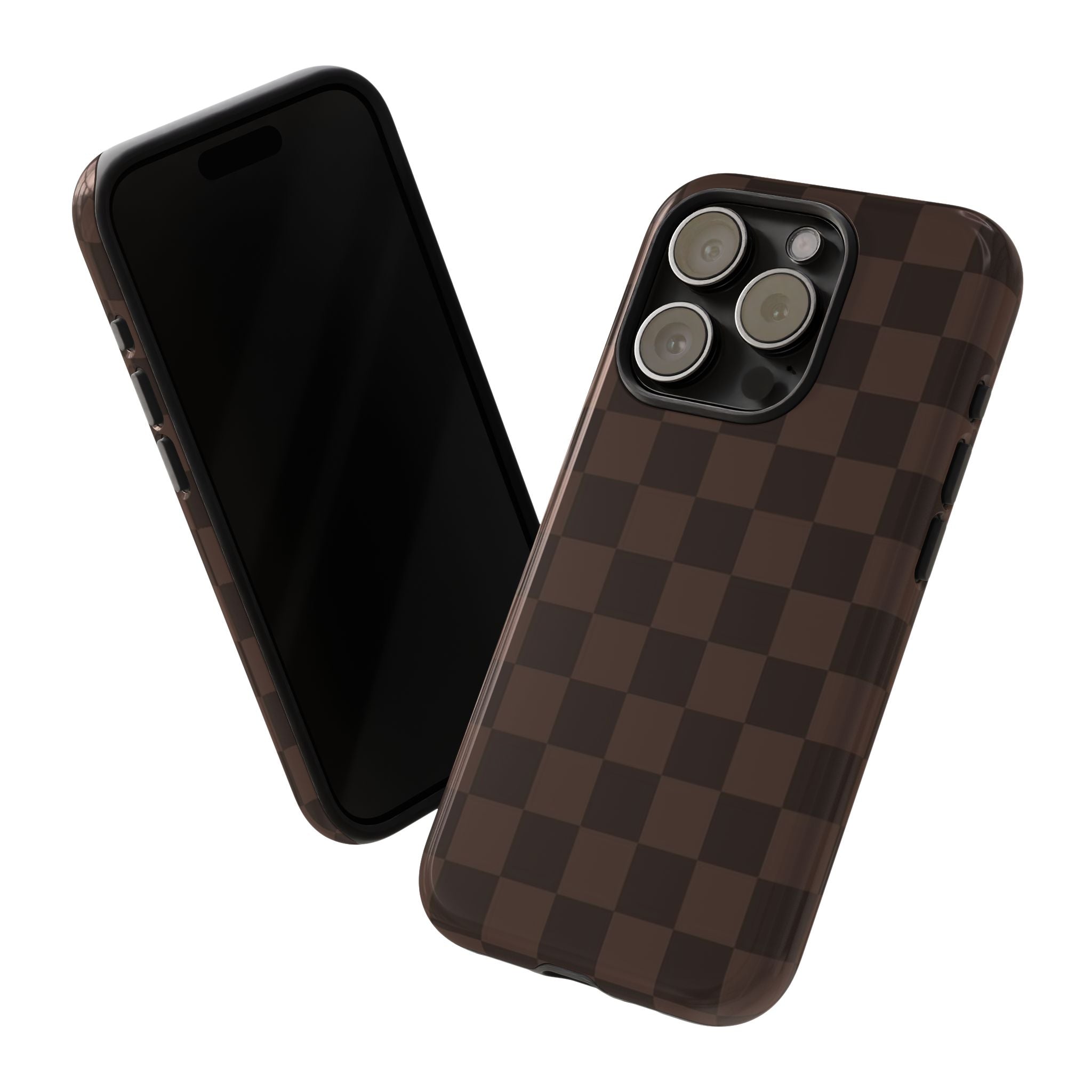 Lucky Chocolate Checkered  — Brown Grid Protective Cover