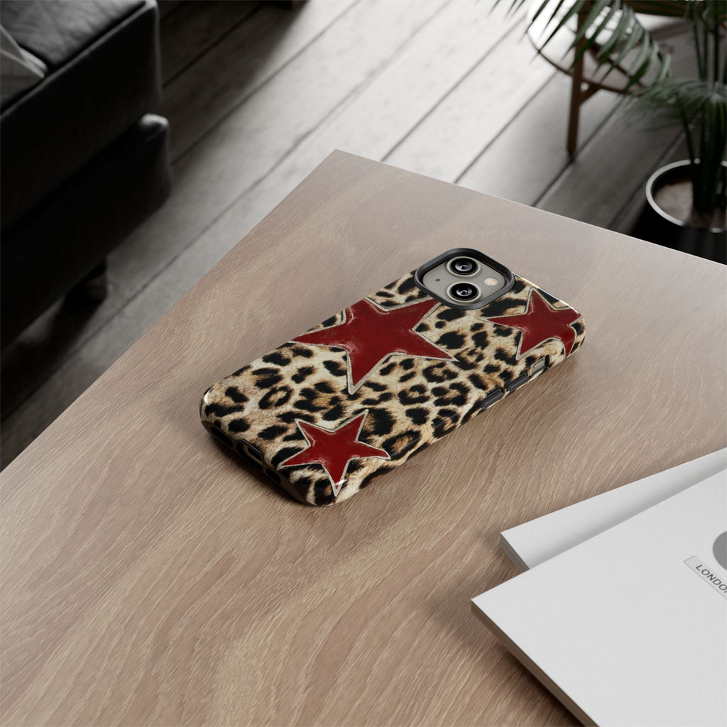 Ruby Leopard Star – Red Stars on Animal Print