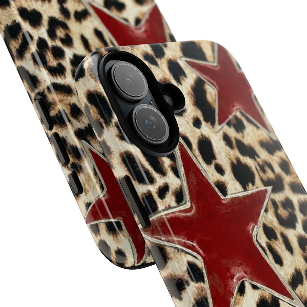 Ruby Leopard Star – Red Stars on Animal Print