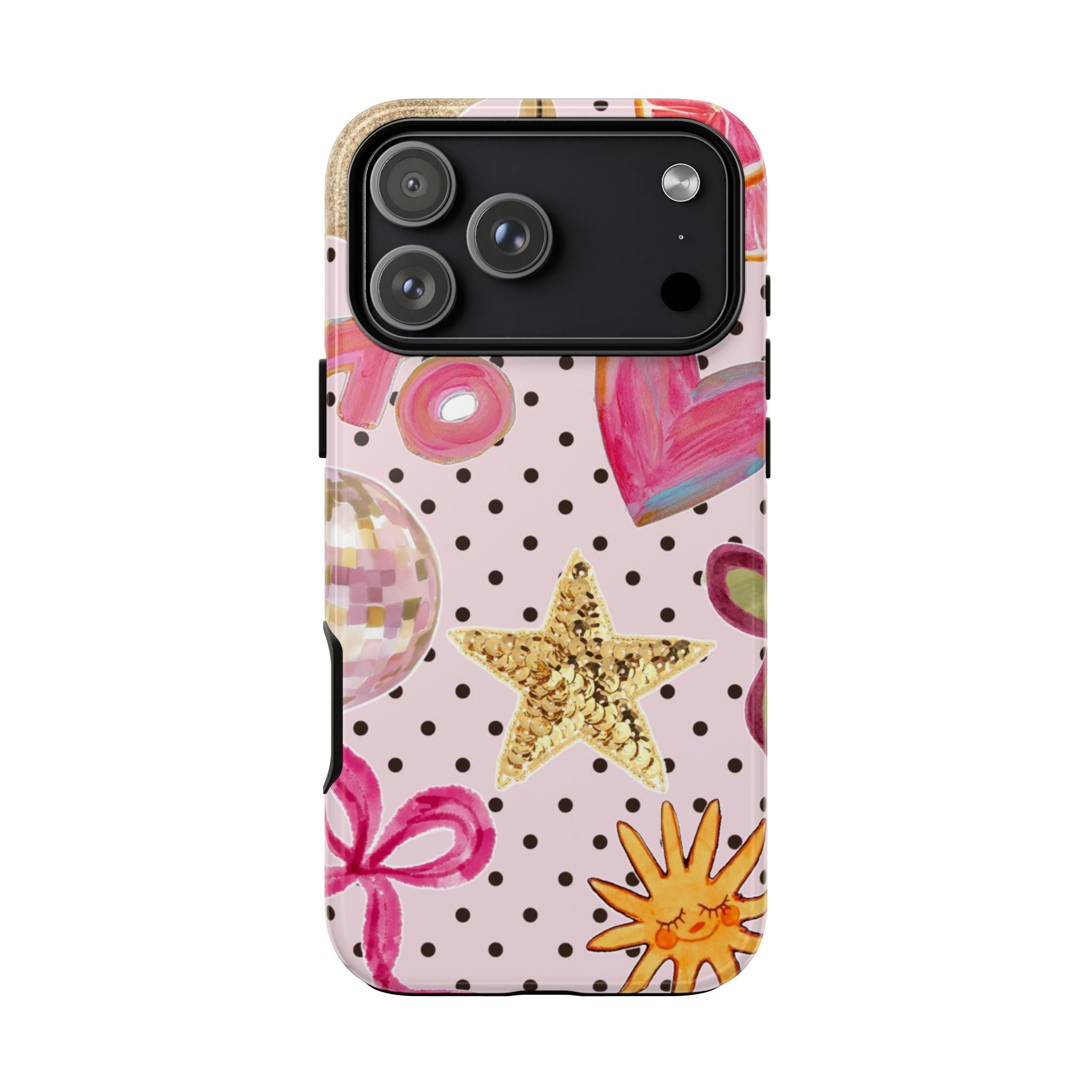 Pink Polka Dot Party — Pink Hearts, Stars & Disco Ball Design
