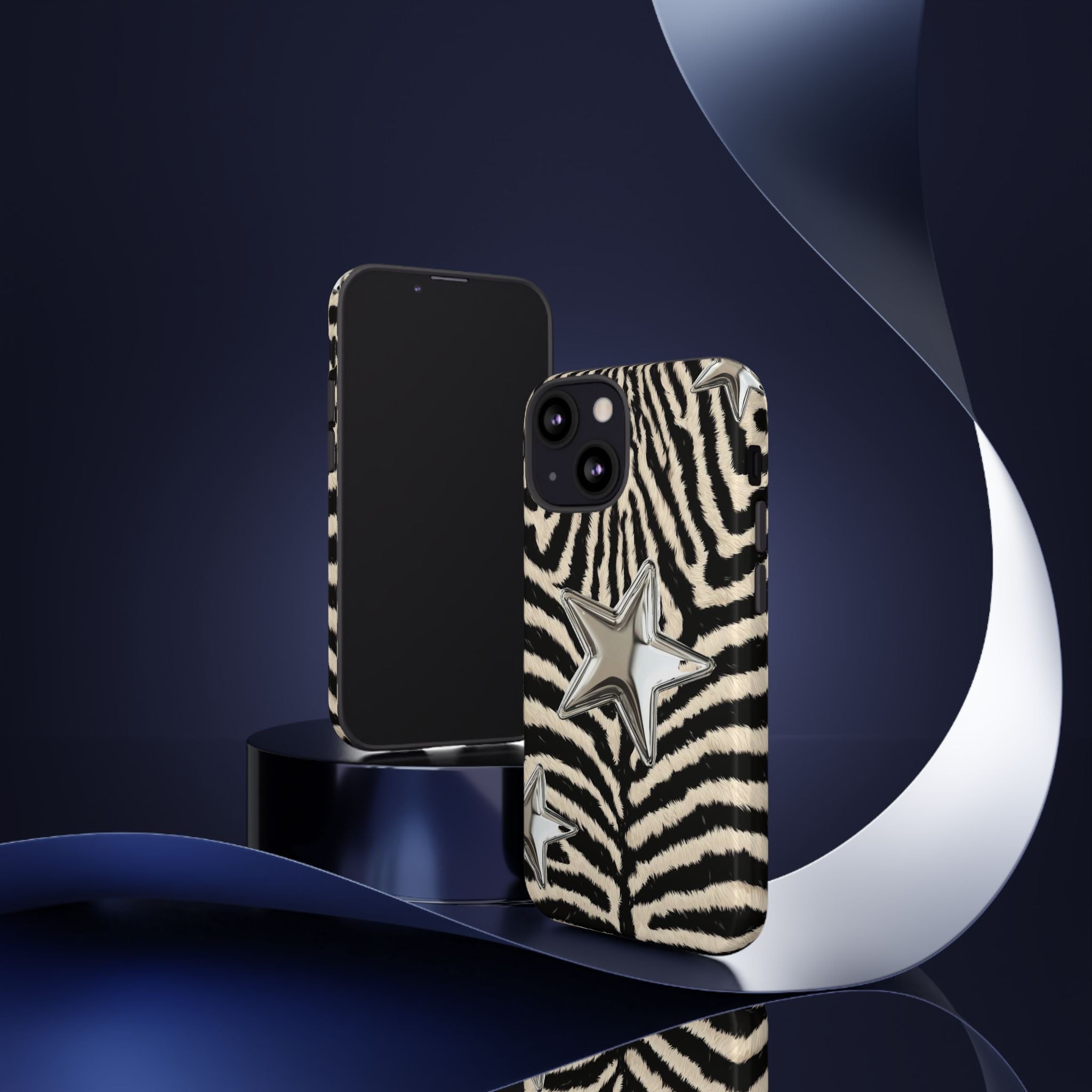 Zebra Print with Metallic Stars – Protective iPhone Cover