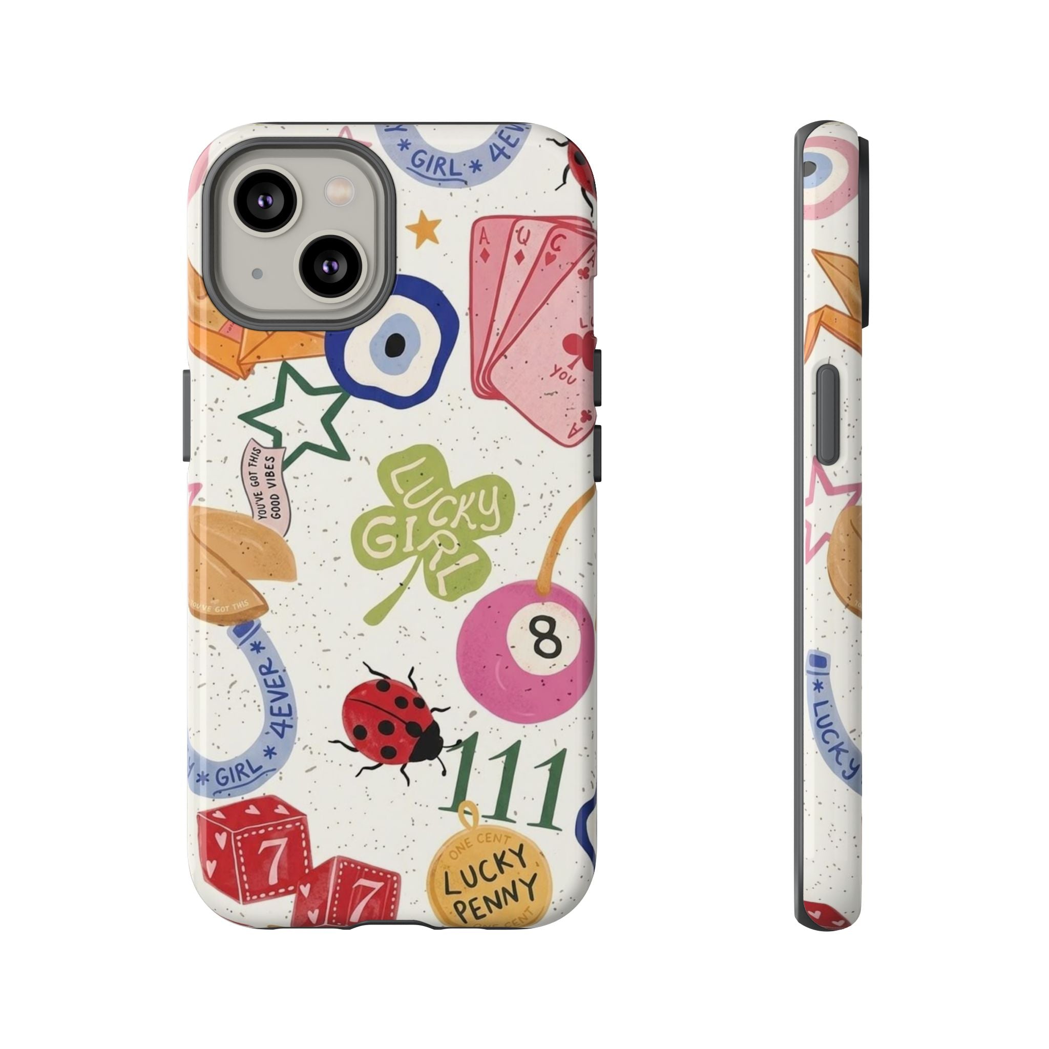 Lucky Charm Phone Case — 'Lucky Girl' Sticker Collage Design