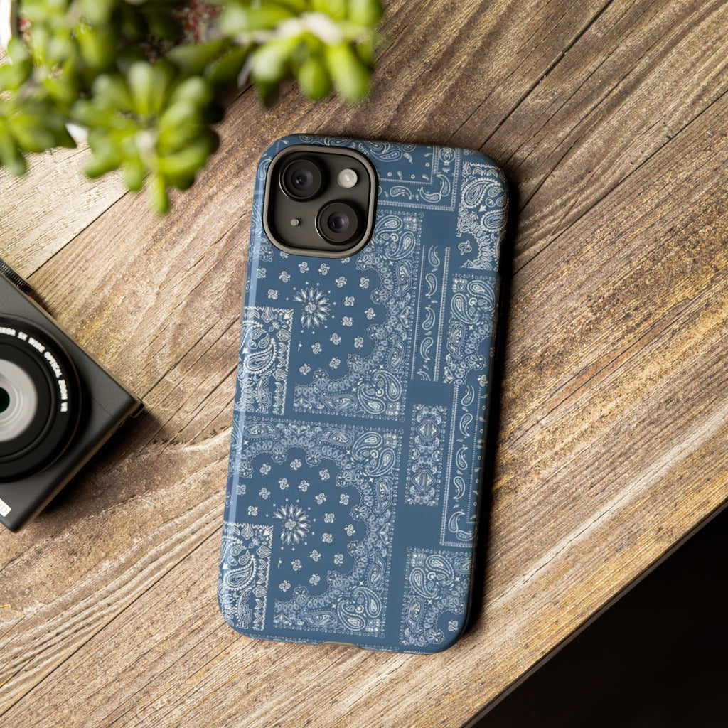 Blue Bandana Tough Phone Case — Rugged Protective iPhone Cover