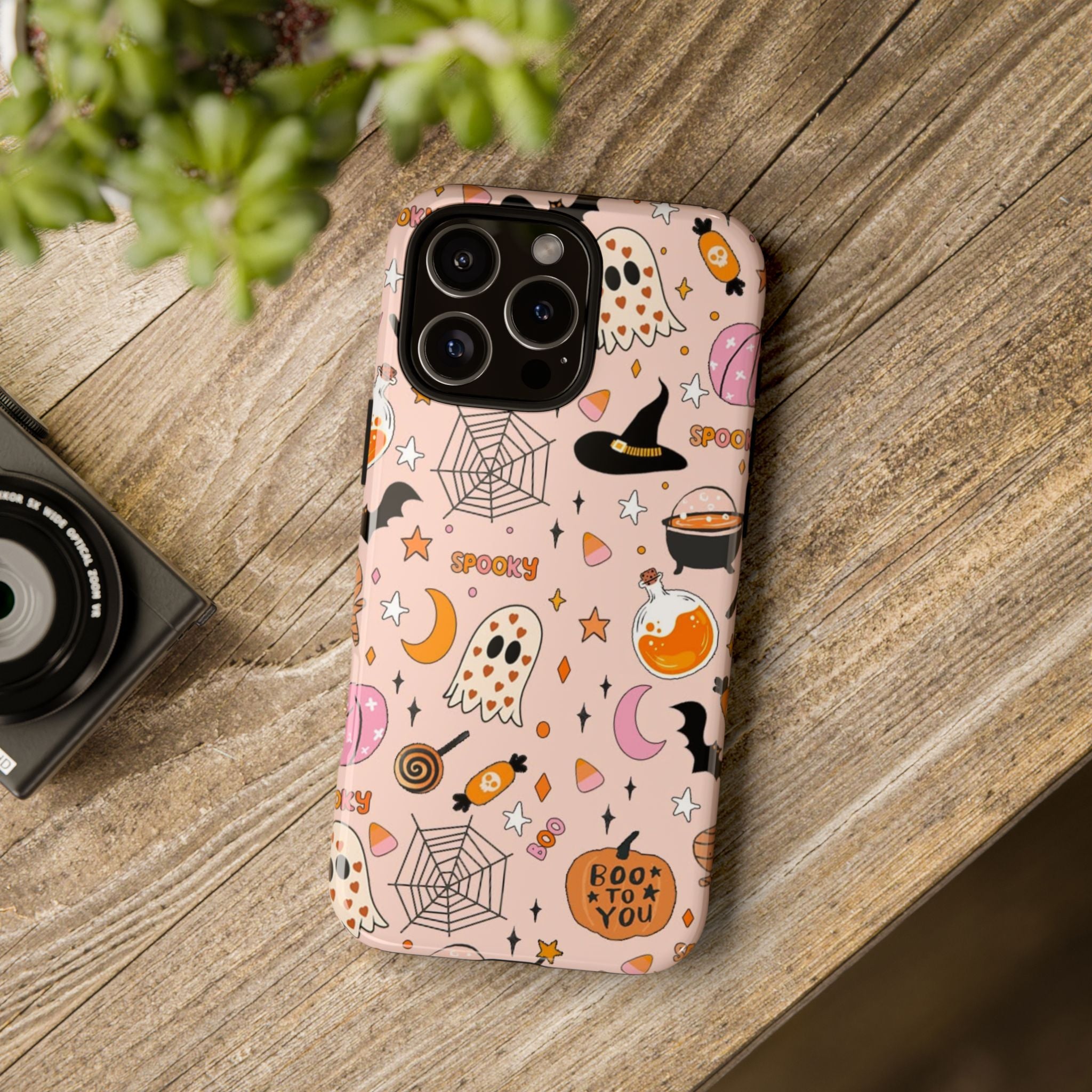Spooky Halloween — Pink Ghosts, Witches, Candy & "Boo to You" Design
