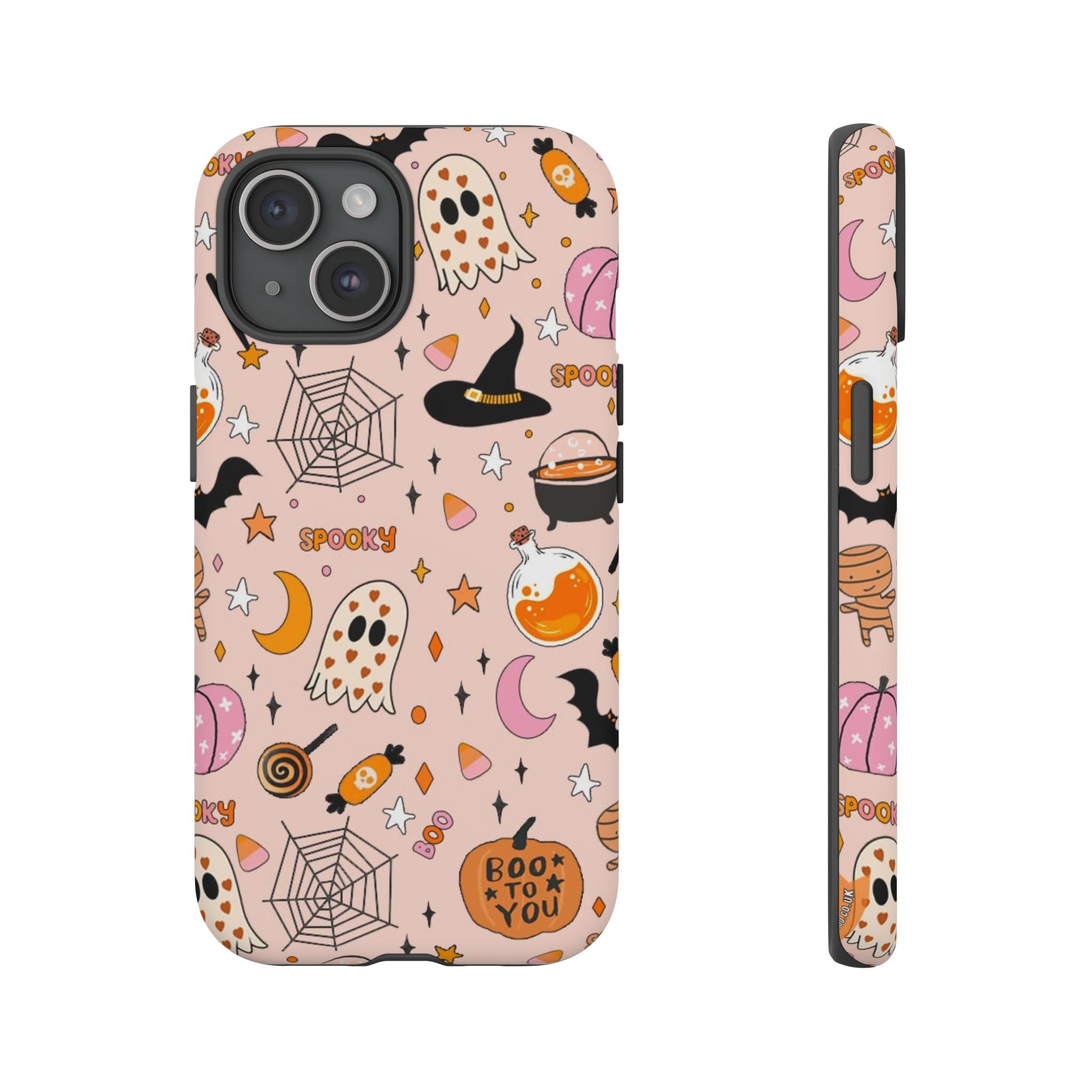 Spooky Halloween — Pink Ghosts, Witches, Candy & "Boo to You" Design