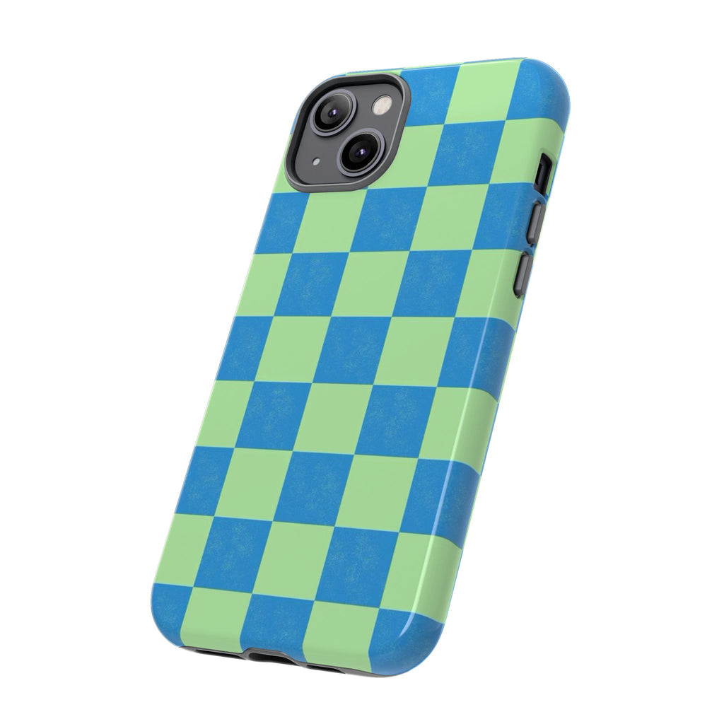 Cowgirl Blue Checkers — Retro Checkered Tough Phone Cover