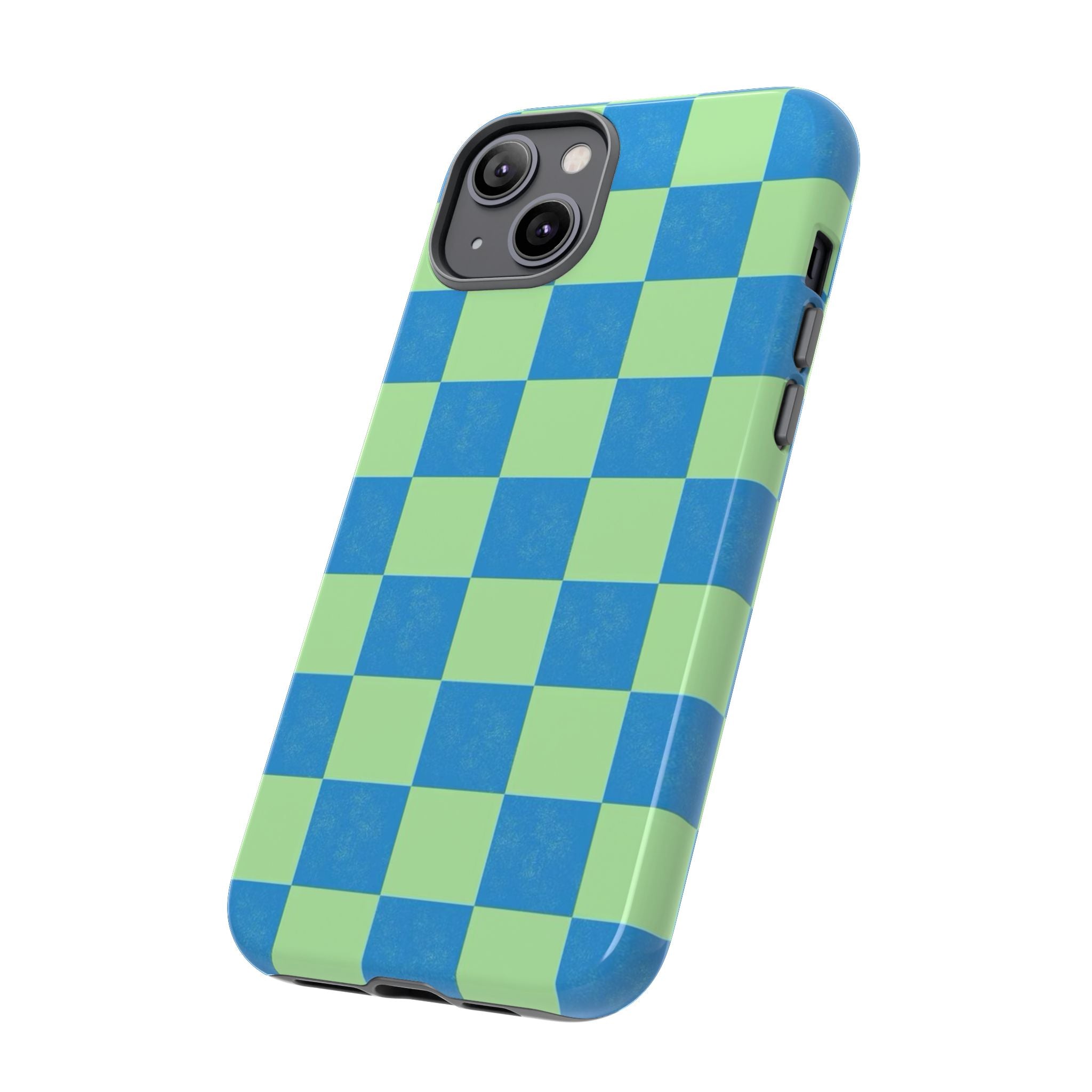 Cowgirl Blue Checkers — Retro Checkered Tough Phone Cover