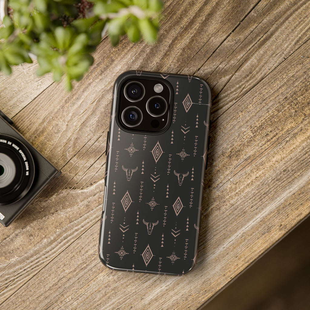 Western Diamond Bull Tough Phone Case — Protective Southwestern Pattern