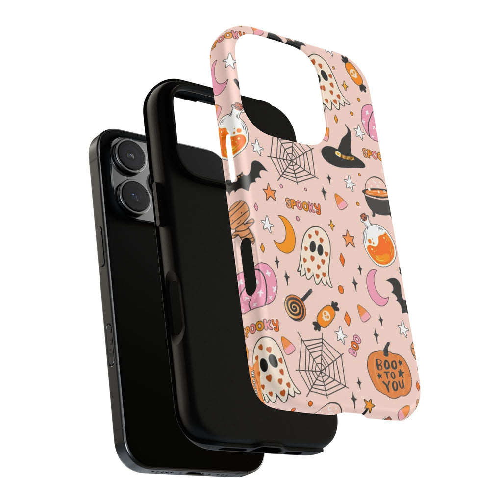 Spooky Halloween — Pink Ghosts, Witches, Candy & "Boo to You" Design