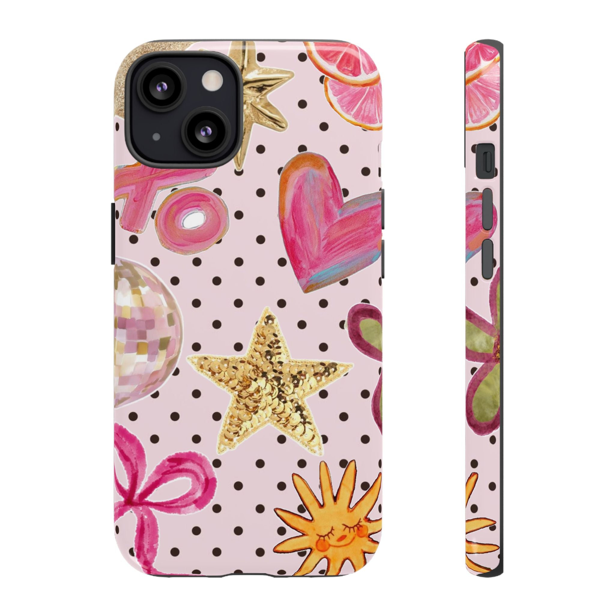 Pink Polka Dot Party — Pink Hearts, Stars & Disco Ball Design
