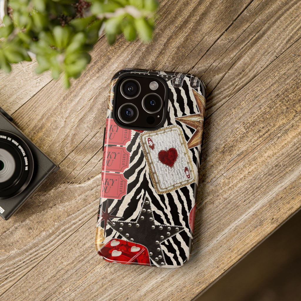 Retro Vegas Zebra Print- Durable Phone Case