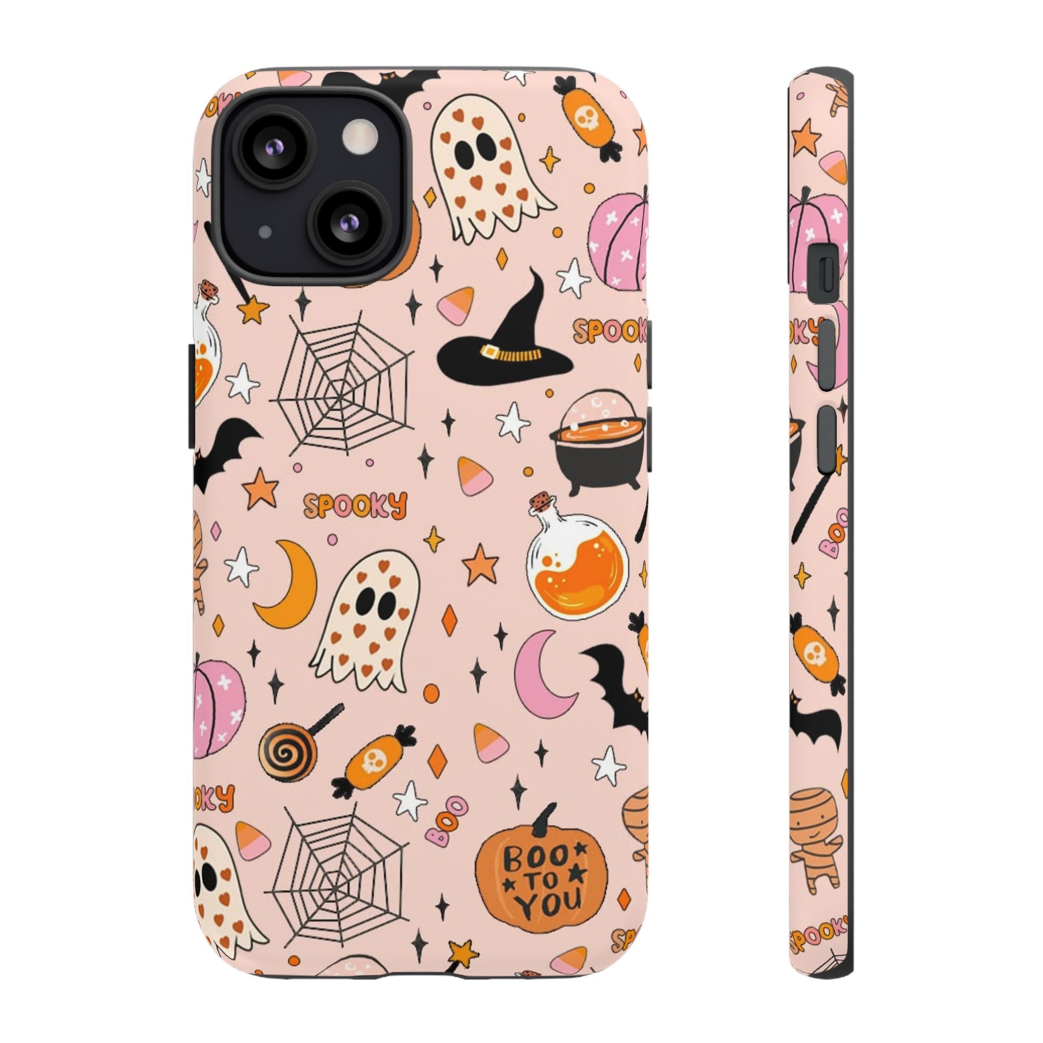 Spooky Halloween — Pink Ghosts, Witches, Candy & "Boo to You" Design