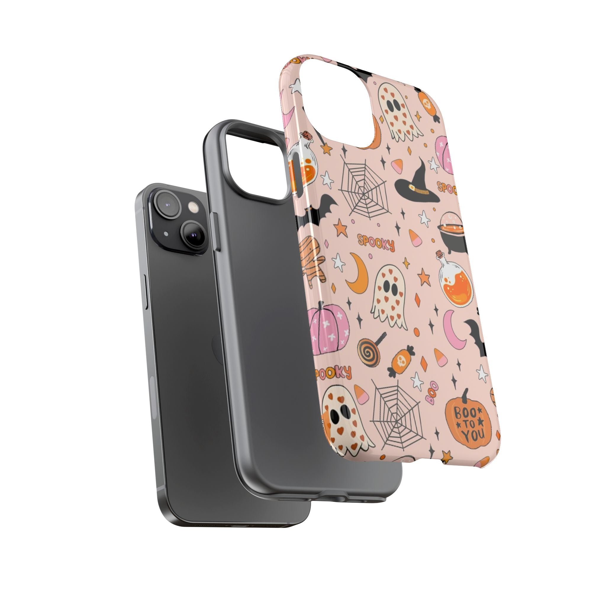 Spooky Halloween — Pink Ghosts, Witches, Candy & "Boo to You" Design