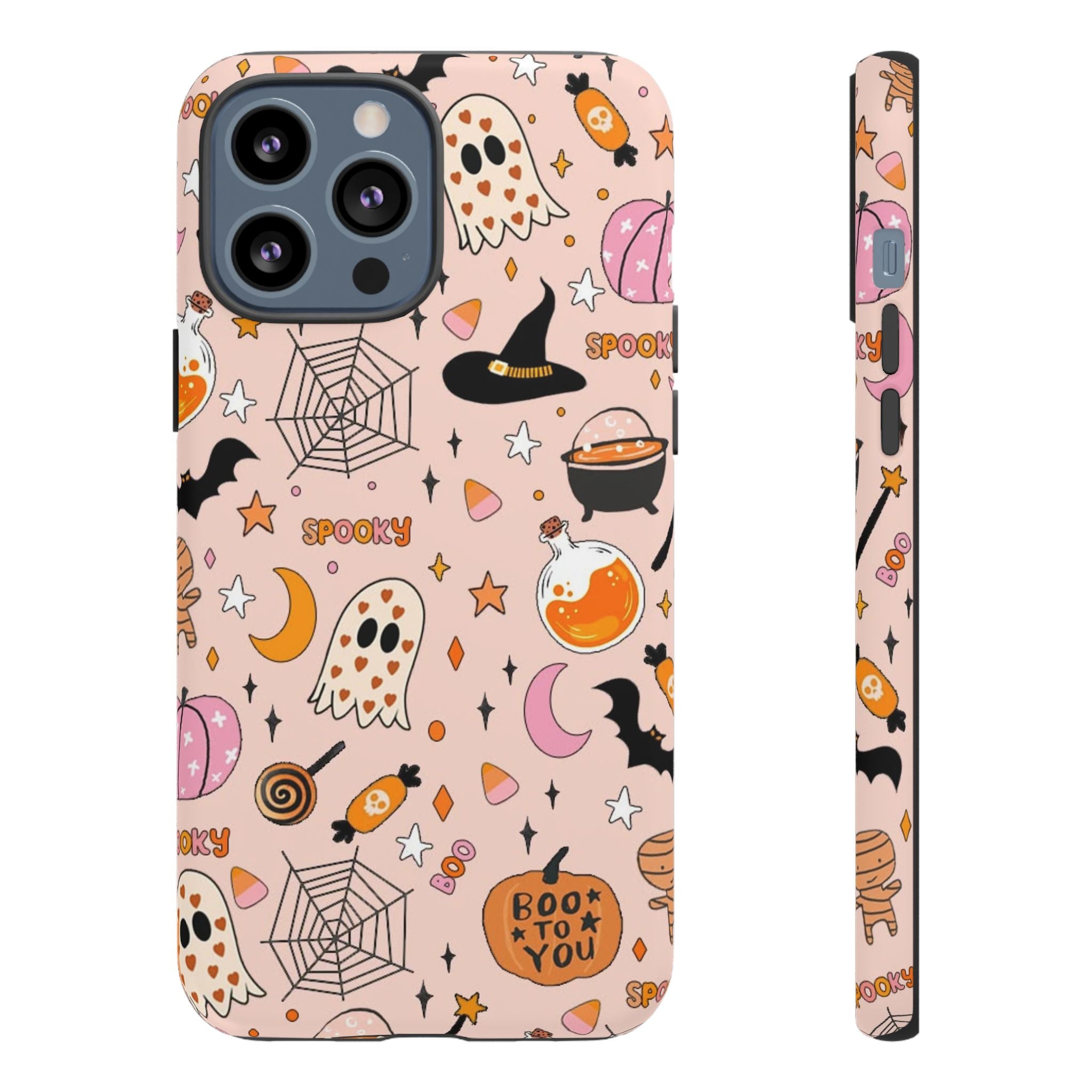 Spooky Halloween — Pink Ghosts, Witches, Candy & "Boo to You" Design