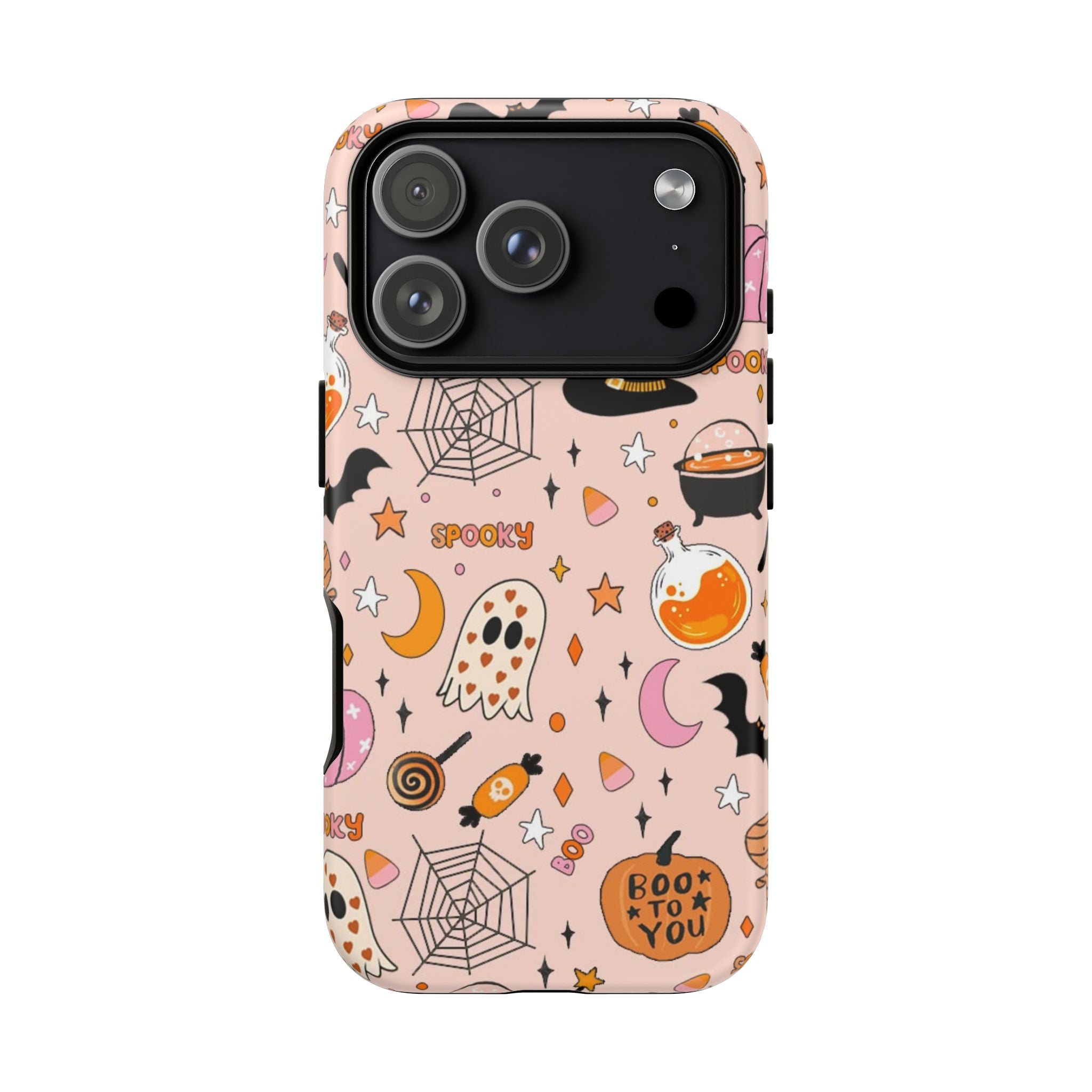 Spooky Halloween — Pink Ghosts, Witches, Candy & "Boo to You" Design