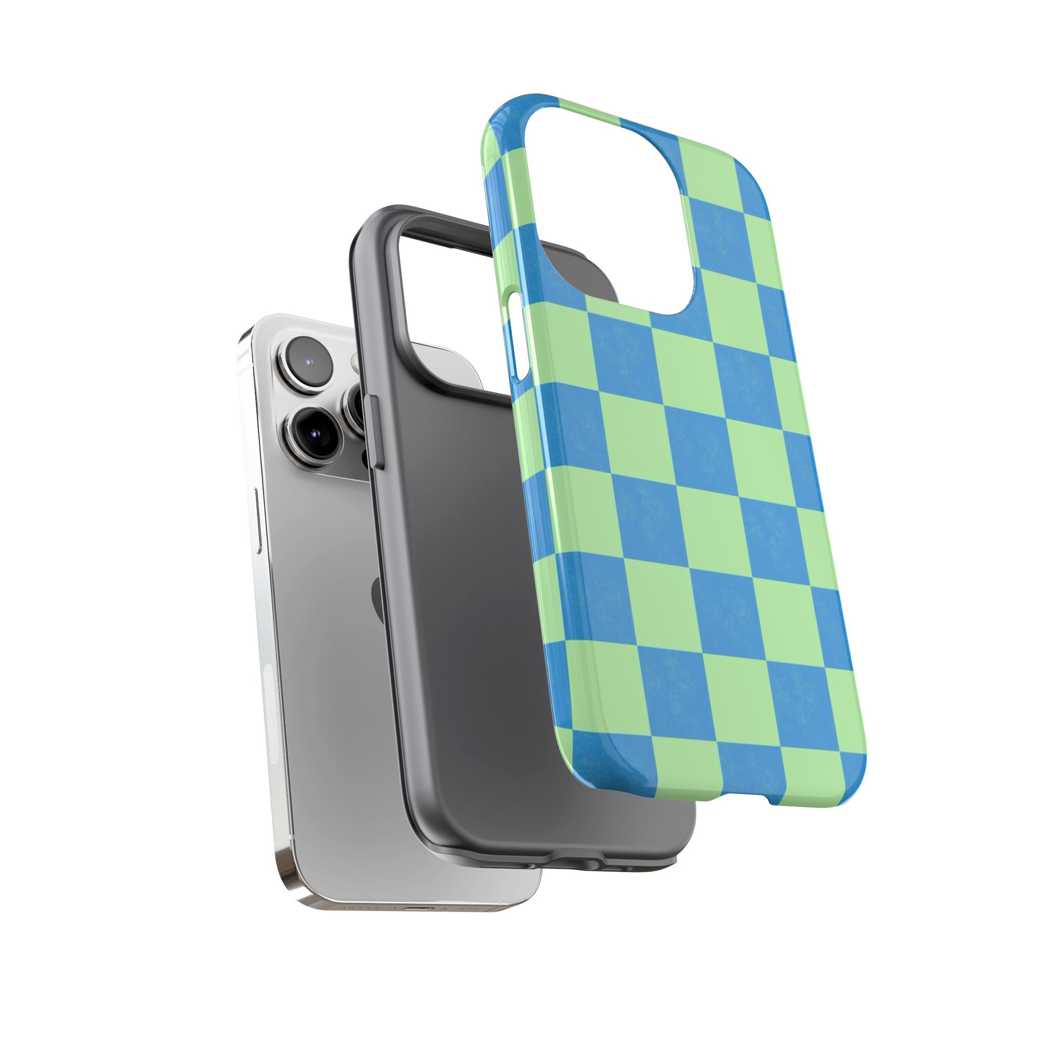 Cowgirl Blue Checkers — Retro Checkered Tough Phone Cover