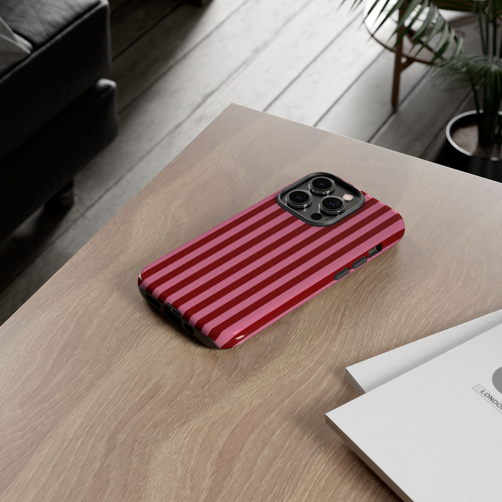 Ruby Red Stripes Case | Tough Phone Case