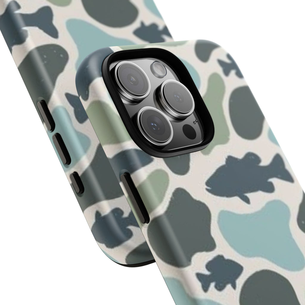 Camouflage Fish Tough Phone Case — Waterproof Blue-Green Camo iPhone Cover