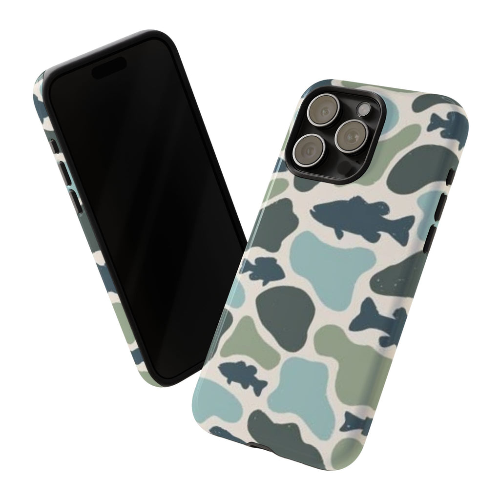 Camouflage Fish Tough Phone Case — Waterproof Blue-Green Camo iPhone Cover