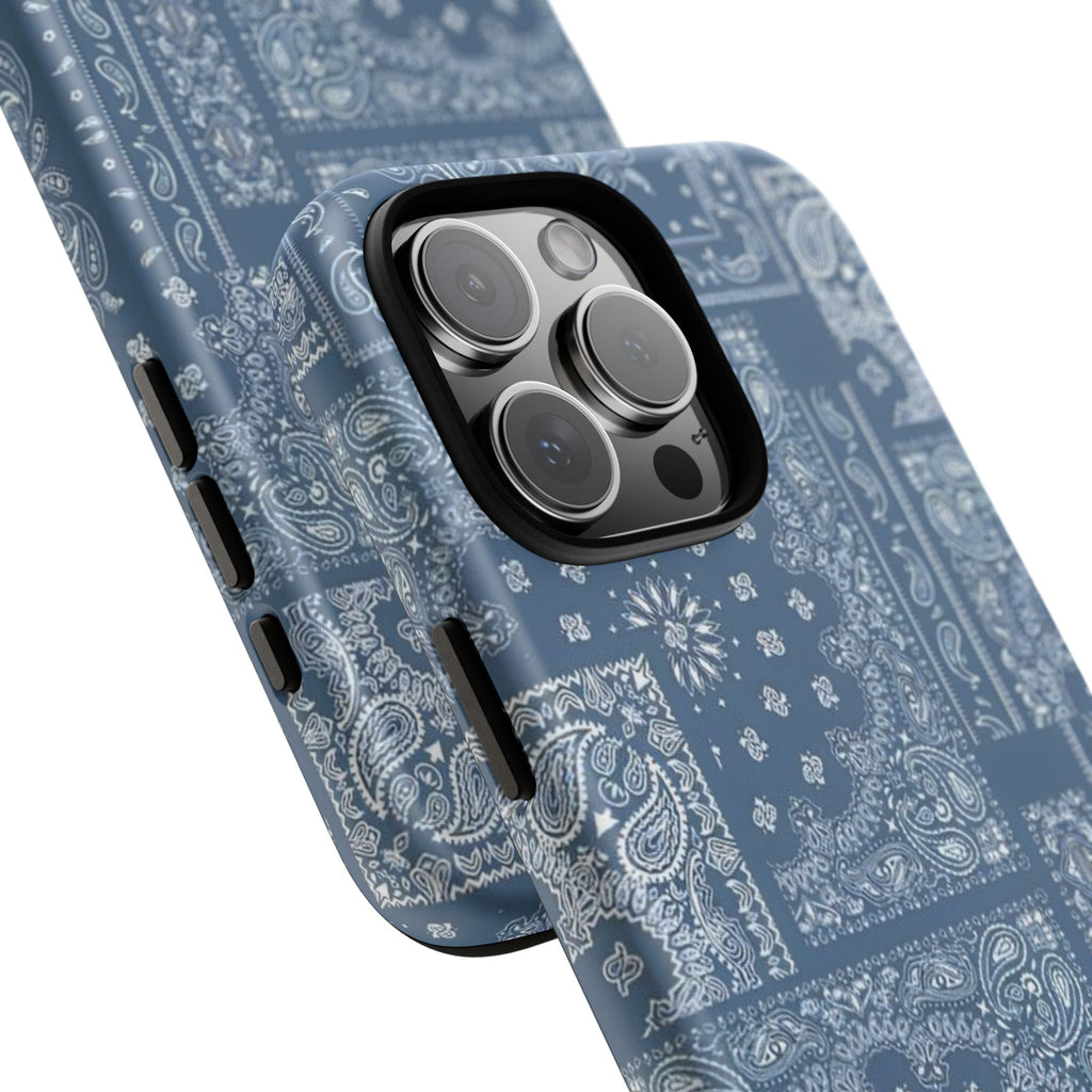 Blue Bandana Tough Phone Case — Rugged Protective iPhone Cover