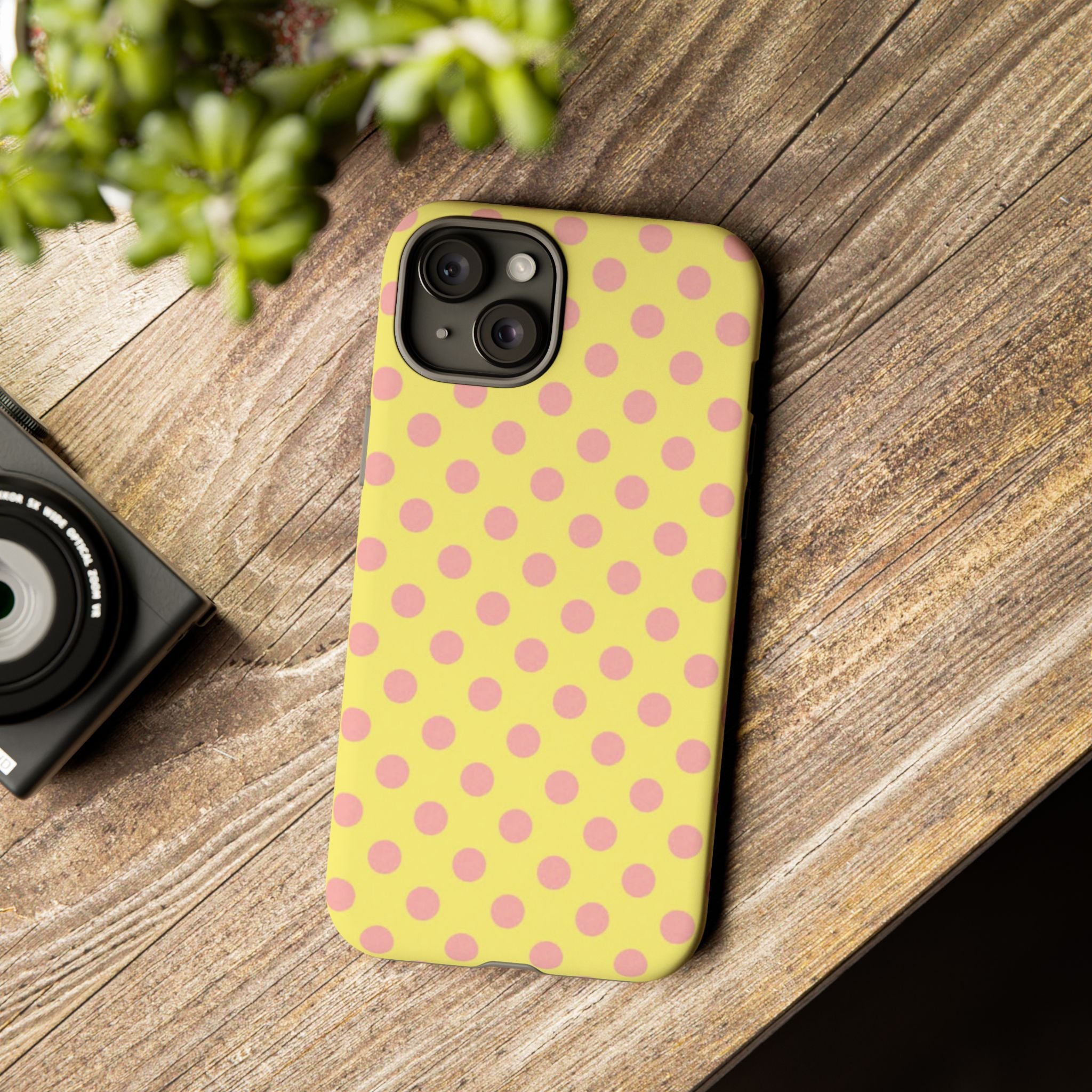 Yellow Polka Dot Phone Case — Cute Pink Dot Tough Case