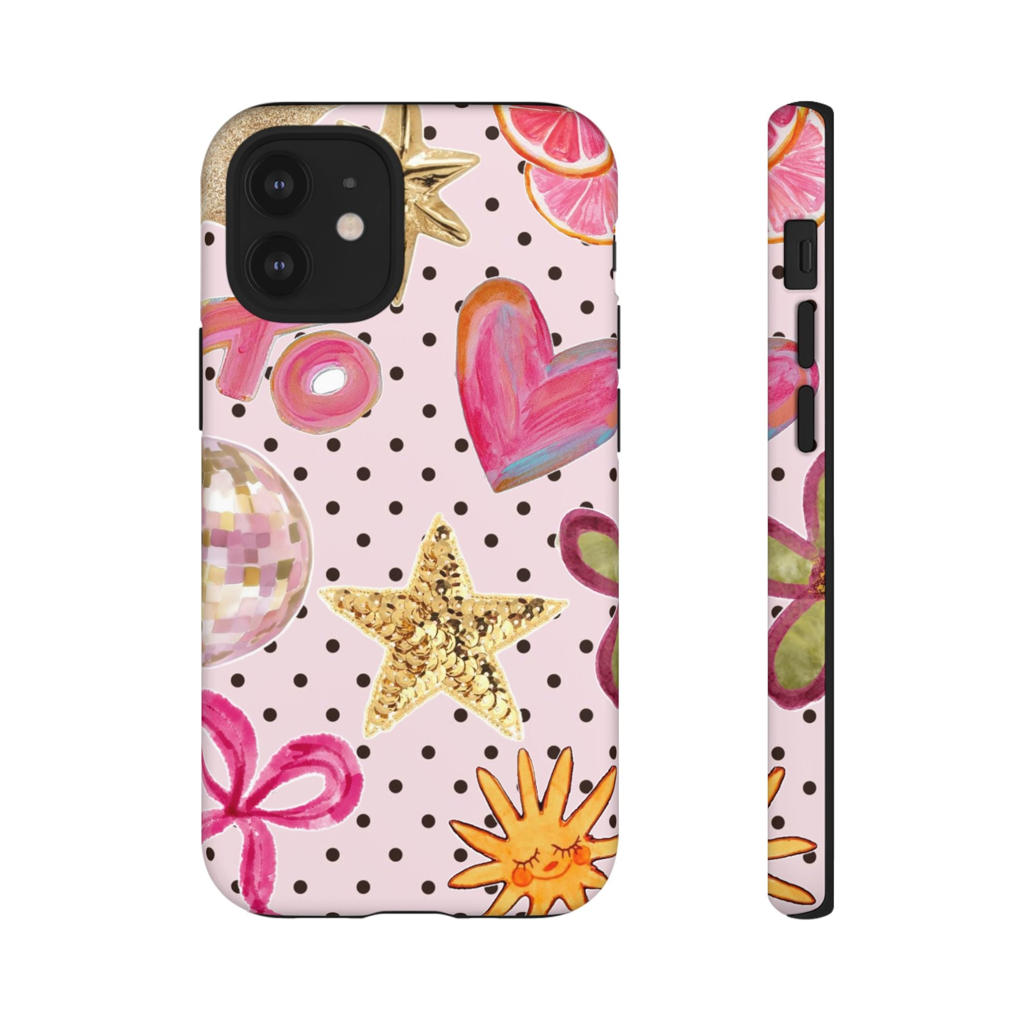 Pink Polka Dot Party — Pink Hearts, Stars & Disco Ball Design
