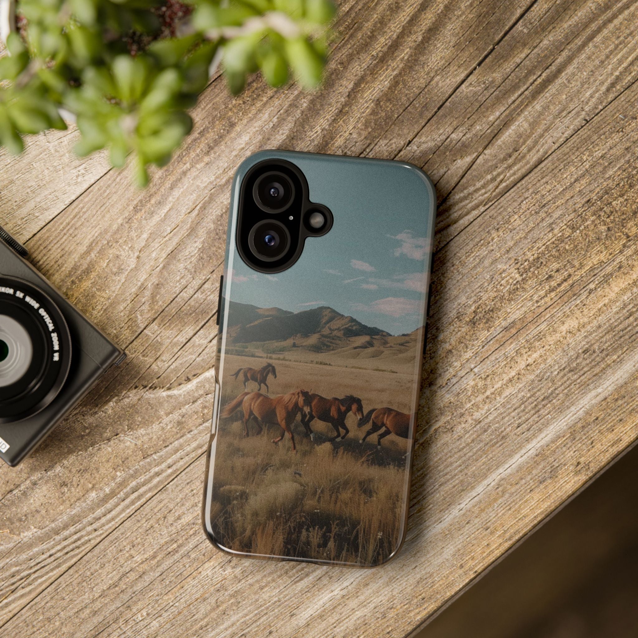 Wild Mustang – Durable Protective iPhone Case with Scenic Desert Horse Design