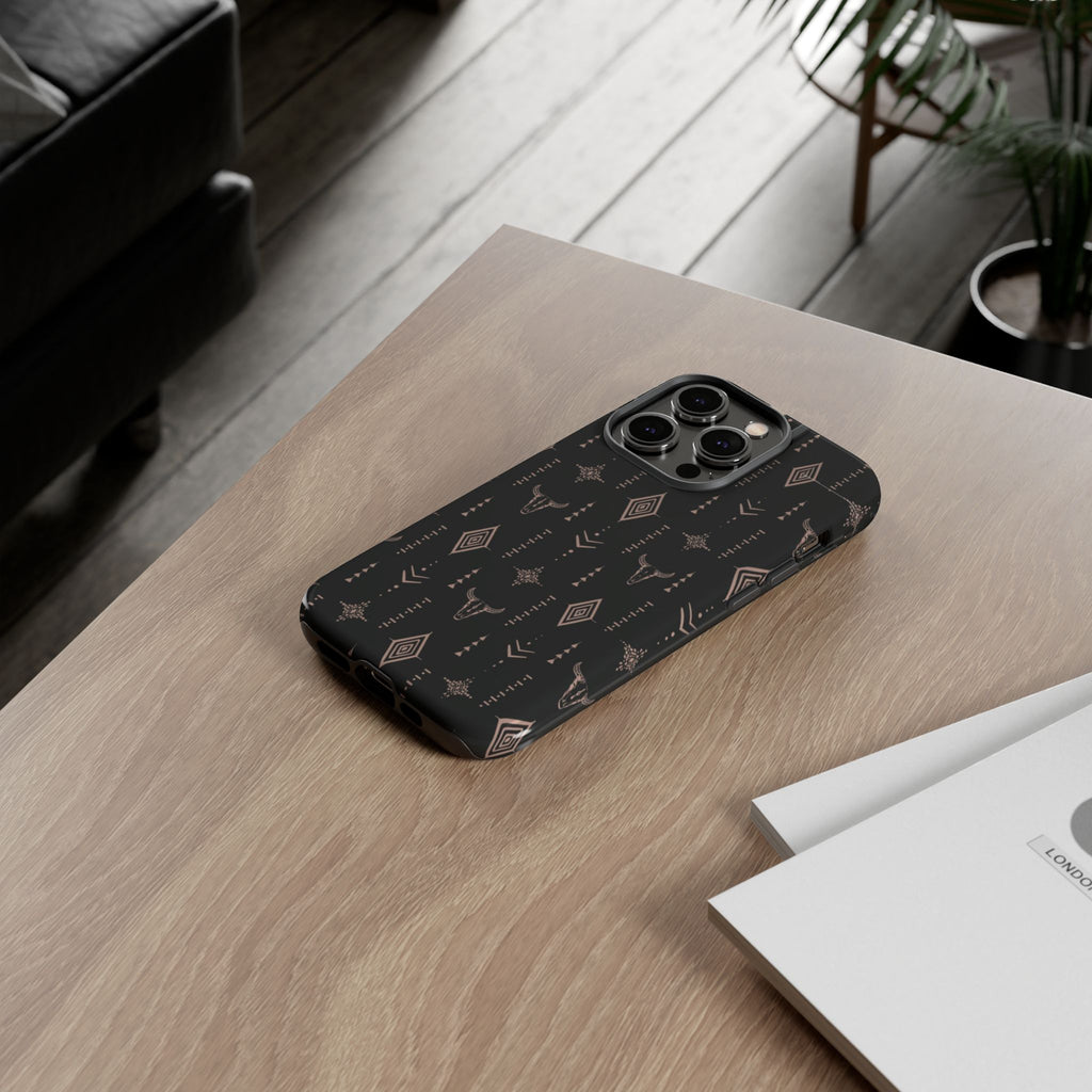 Western Diamond Bull Tough Phone Case — Protective Southwestern Pattern