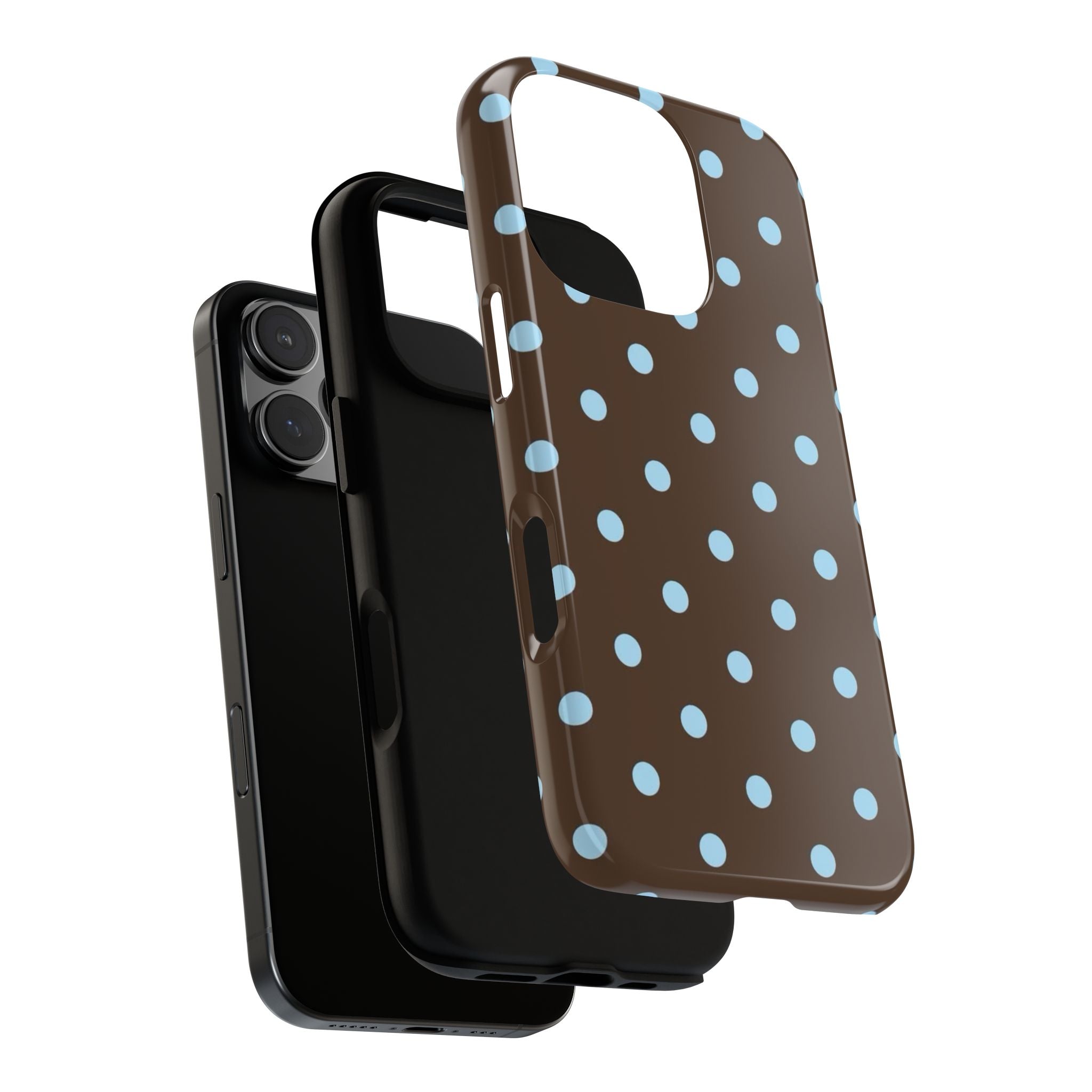 Brown Polka Dot Phone Case — Blue Dot Protective Tough Case